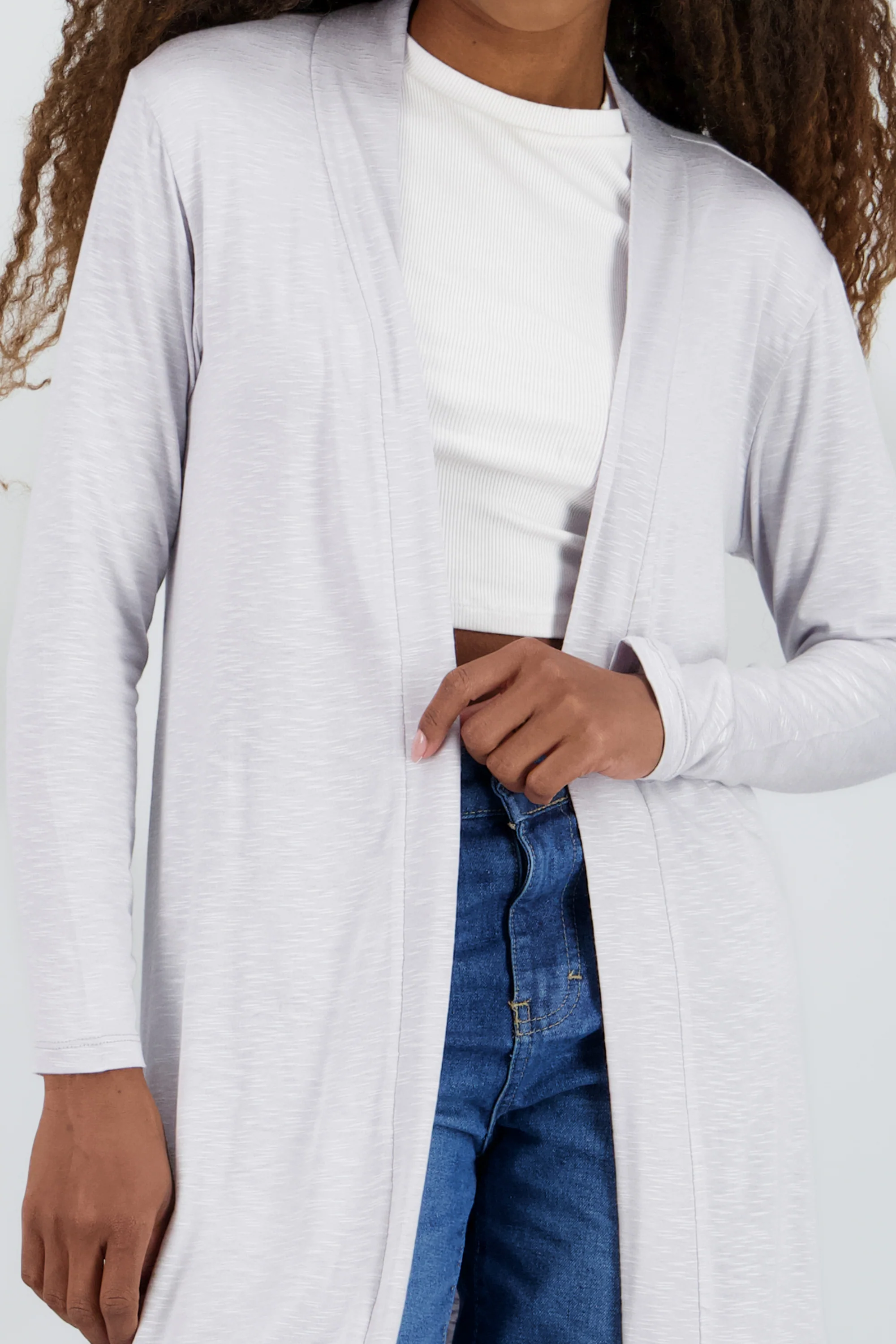 Cardigan manga larga liso - Image 5