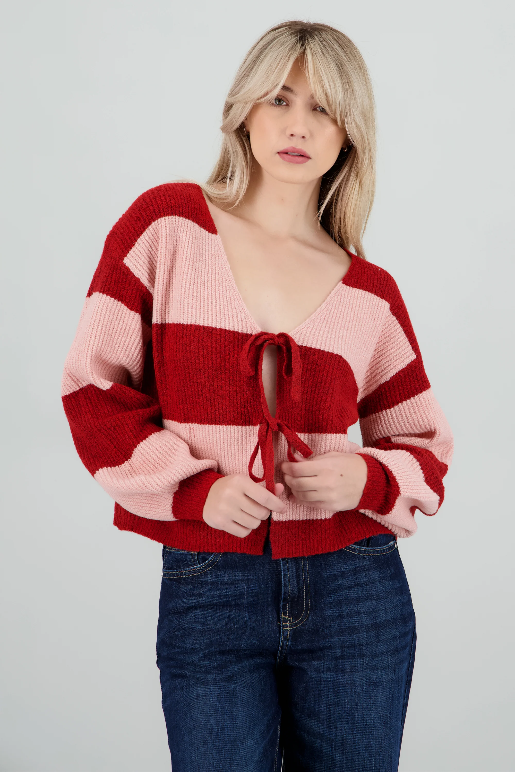 Cardigan rayas con lazos - Image 2