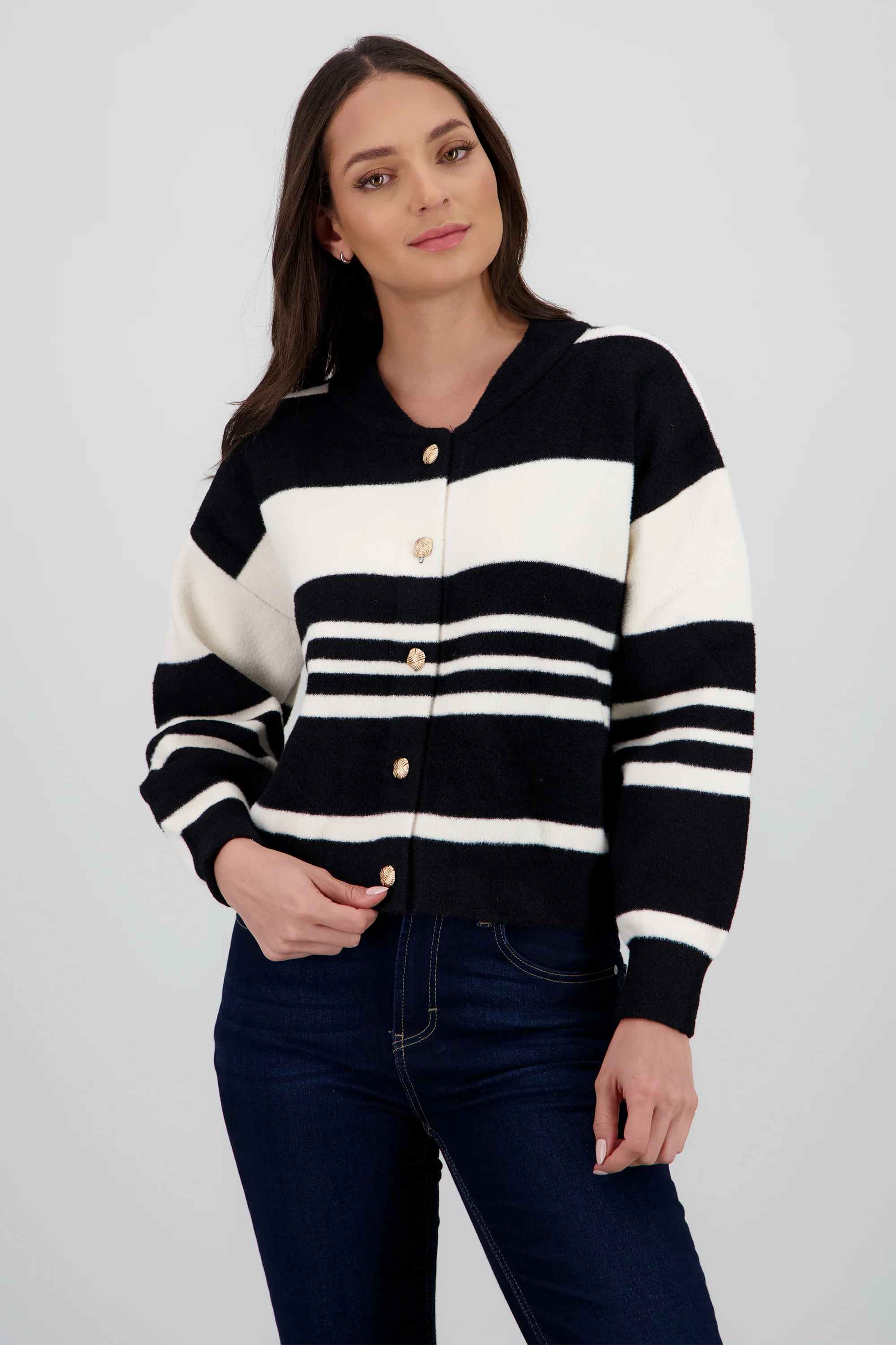 Cardigan rayas detalle botones