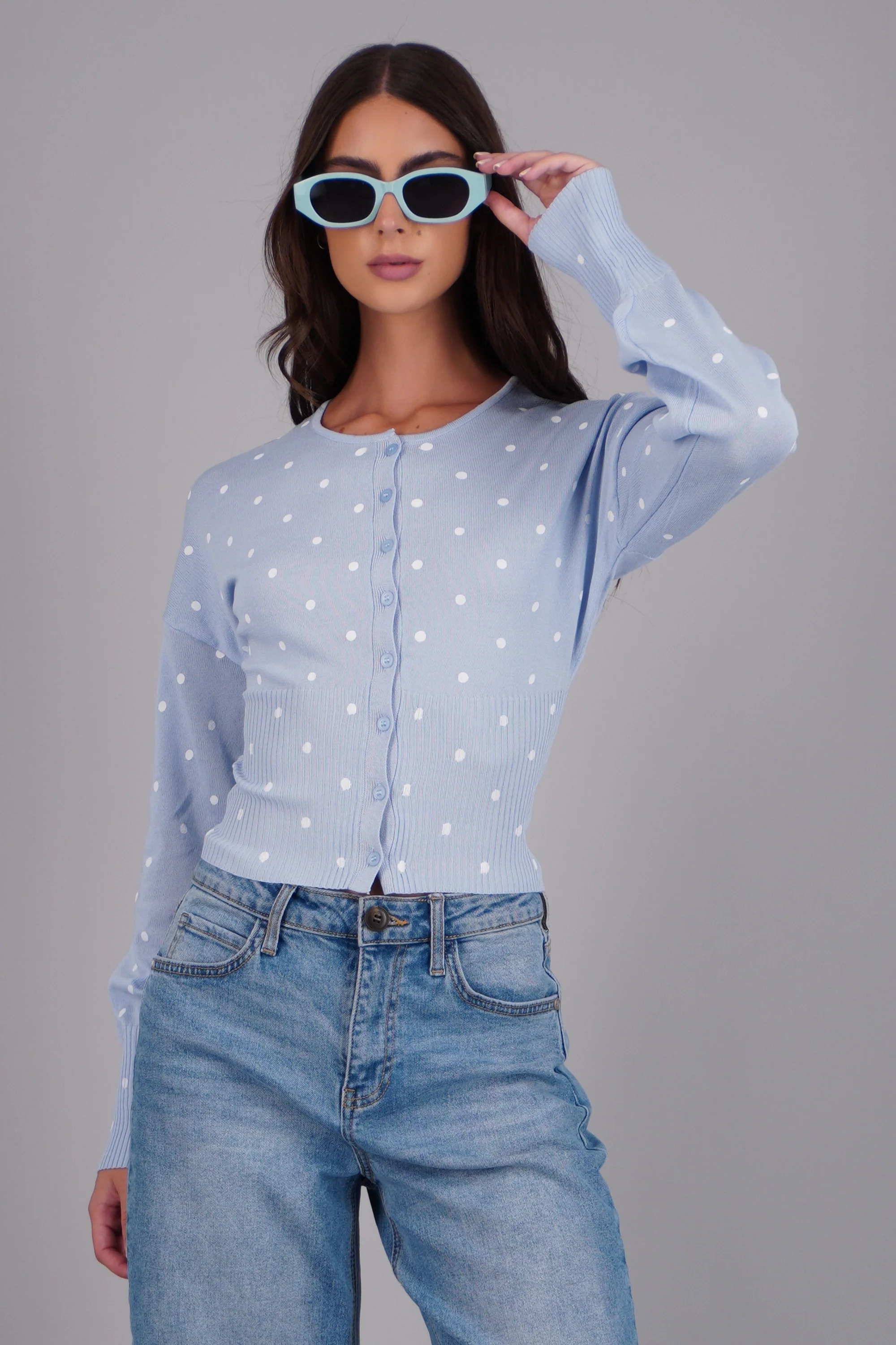 Cardigan tejido polka