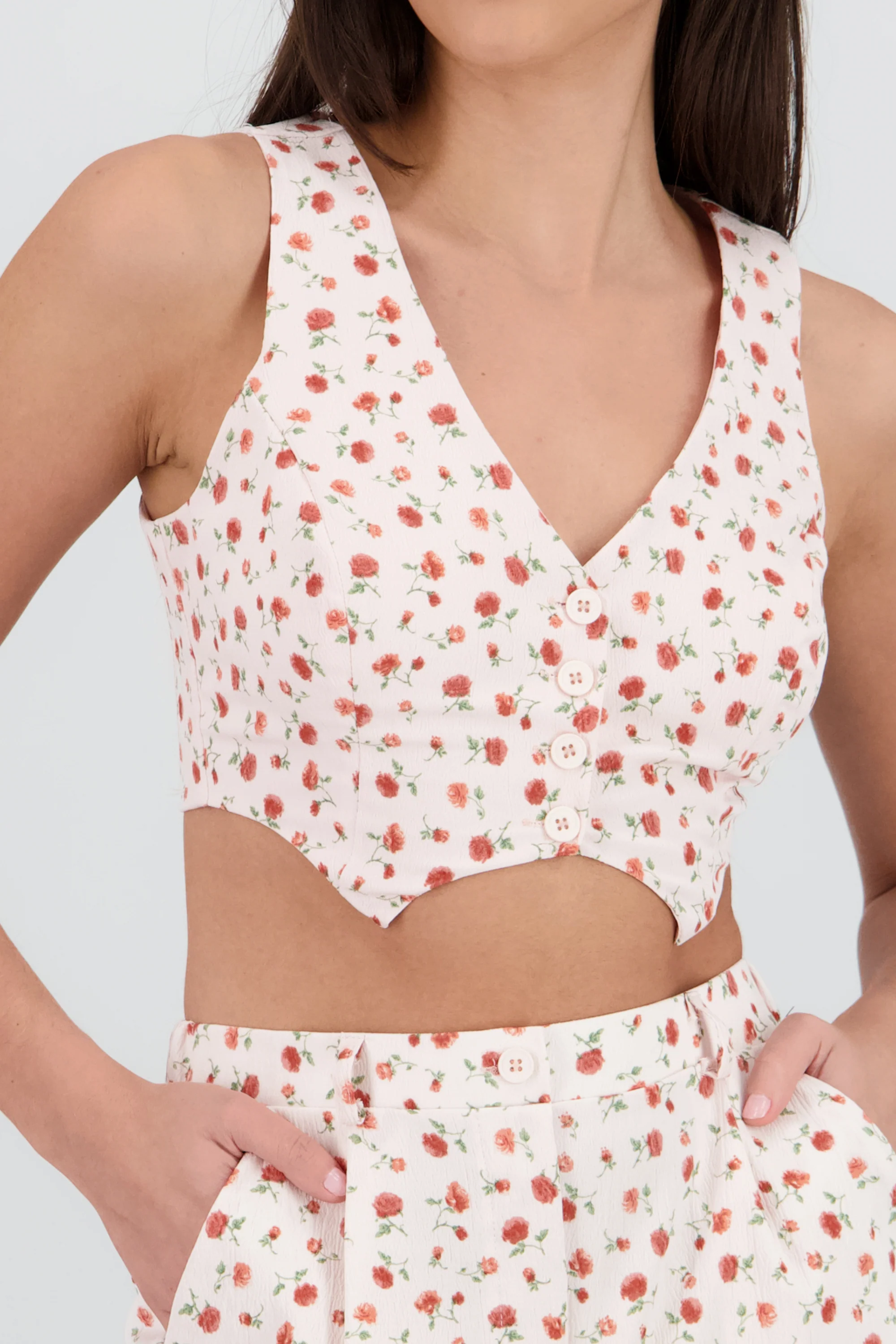 Chaleco corto estampado rosas - Image 5