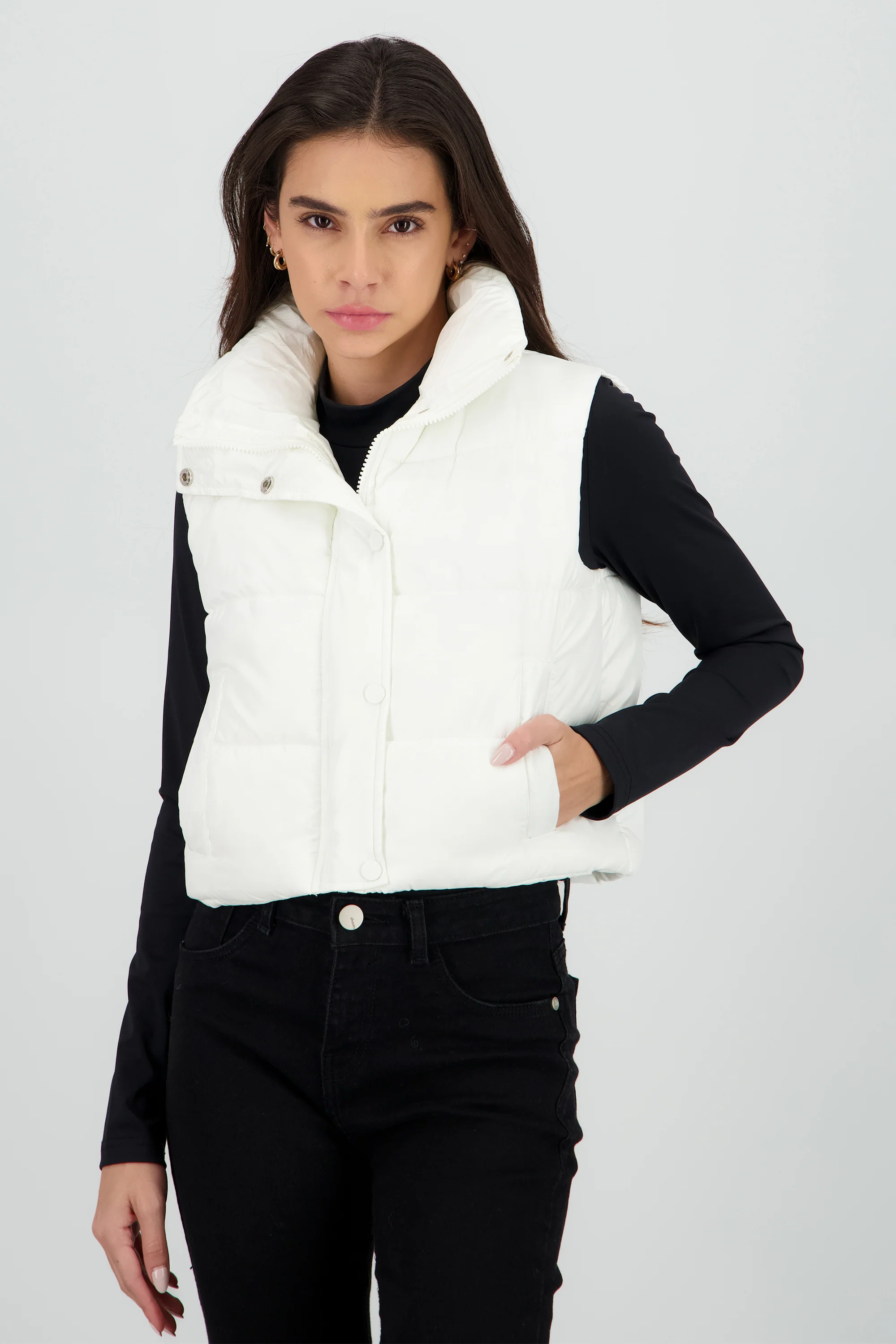 Chaleco crop puffer monocolor