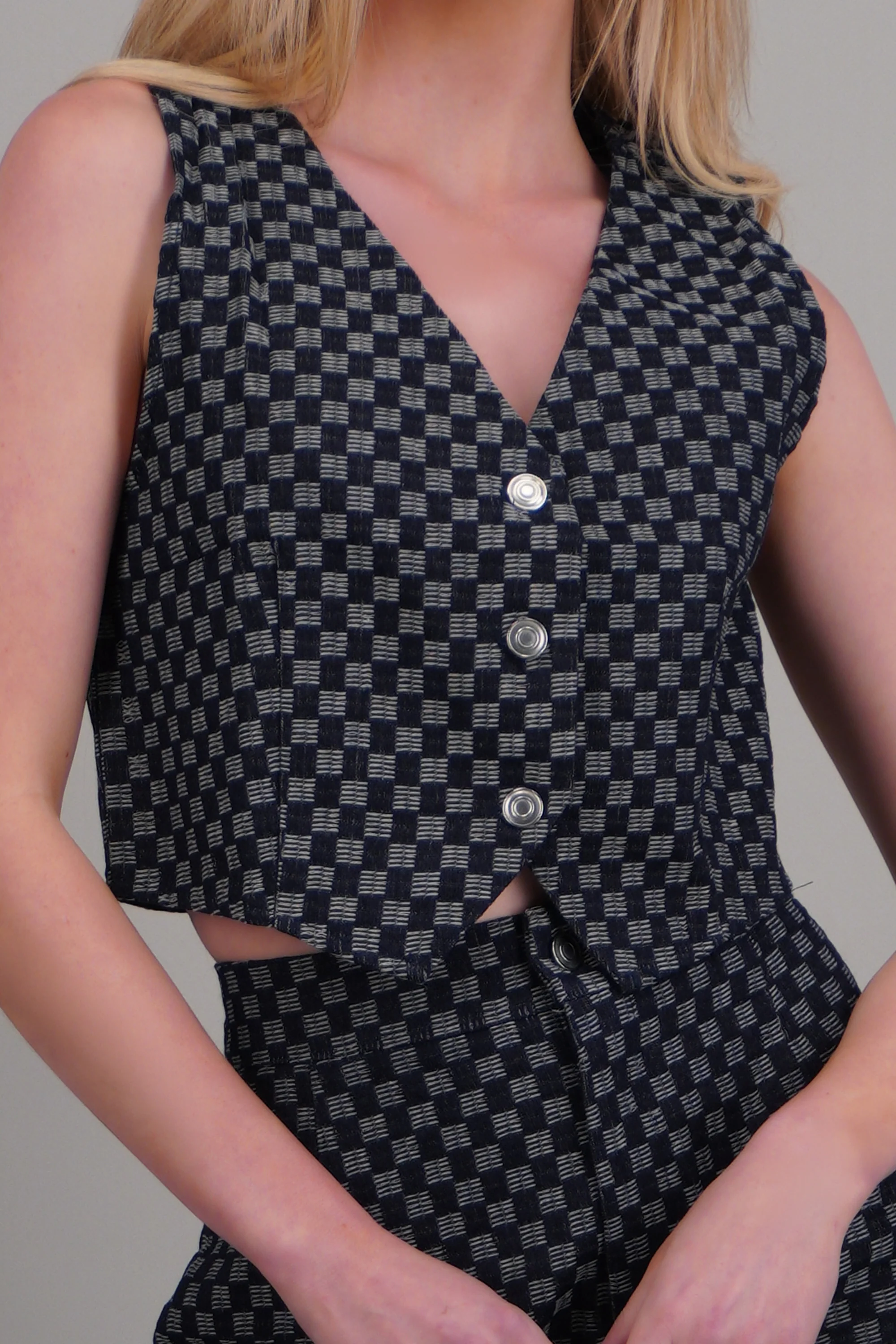 Chaleco tipo denim cuadros - Image 5