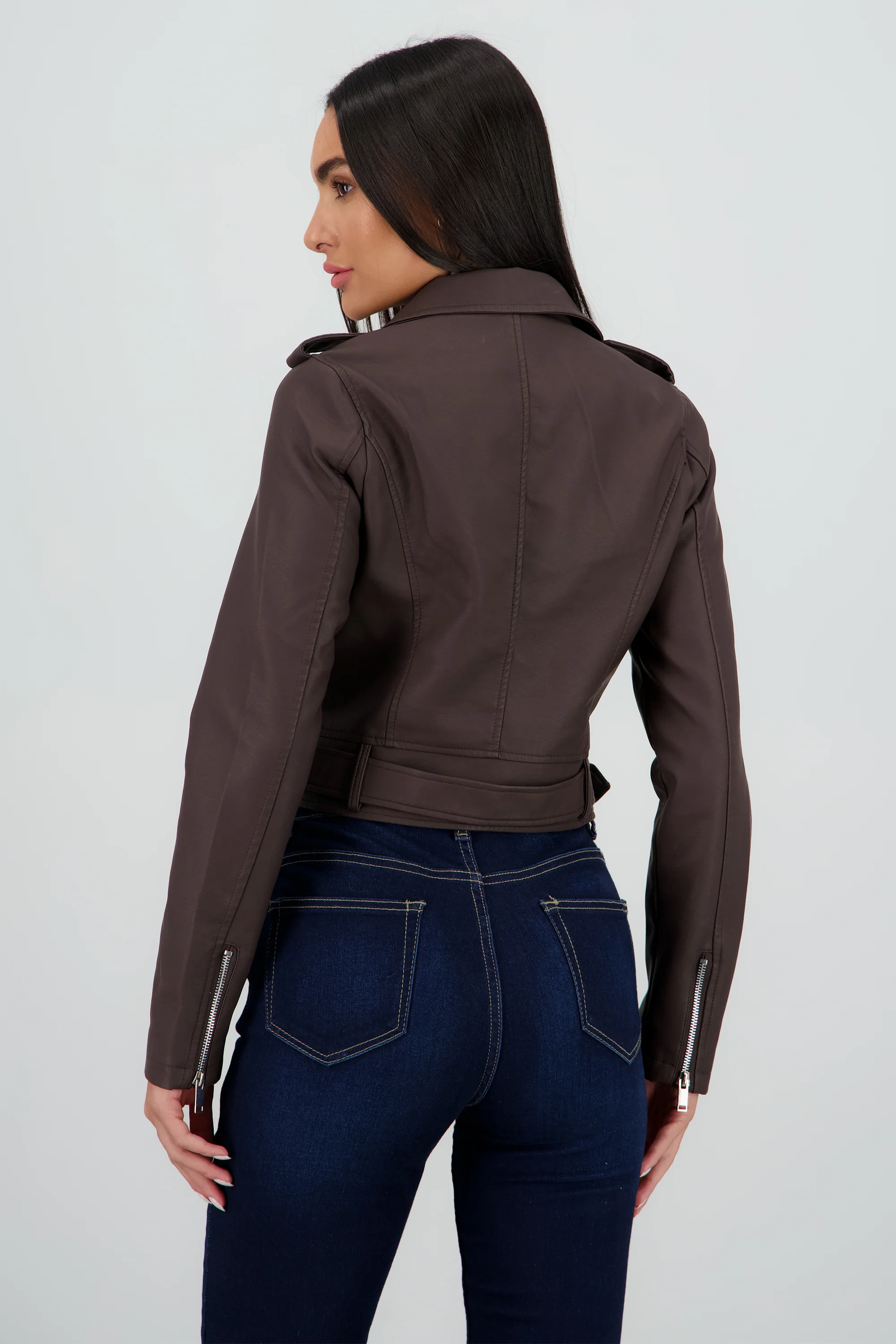 Chamarra Biker Efecto Piel Cierre - Image 4
