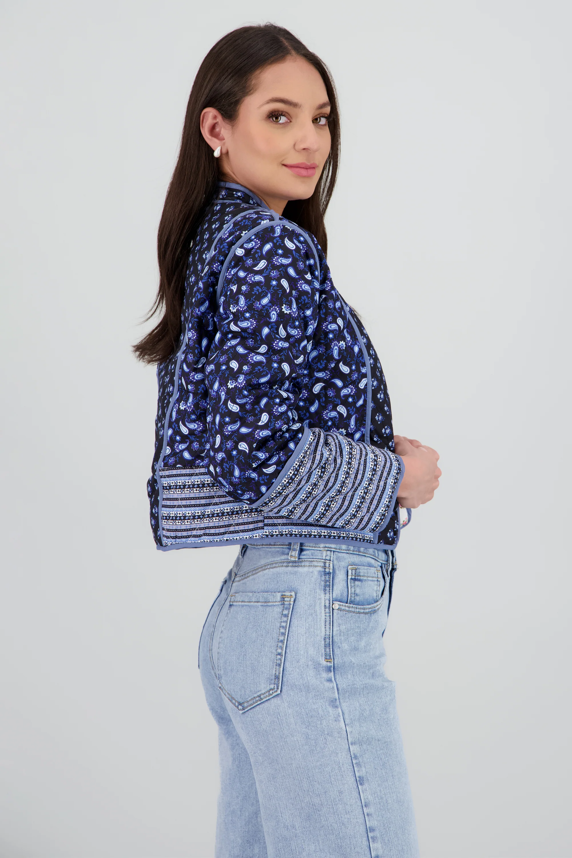 Chamarra crop doble vista mini flores - Image 3