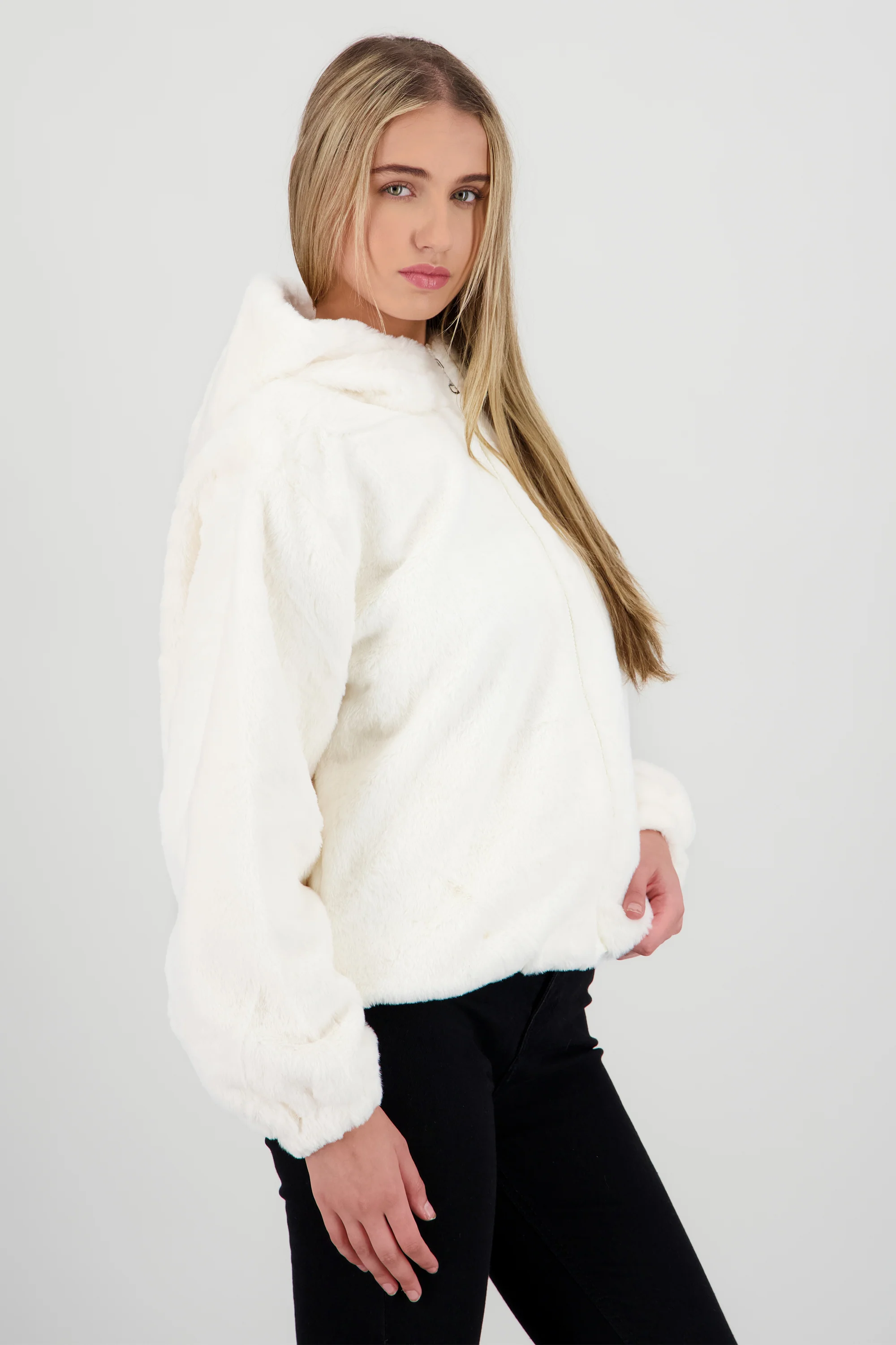 Chamarra efecto pelo con gorro - Image 3