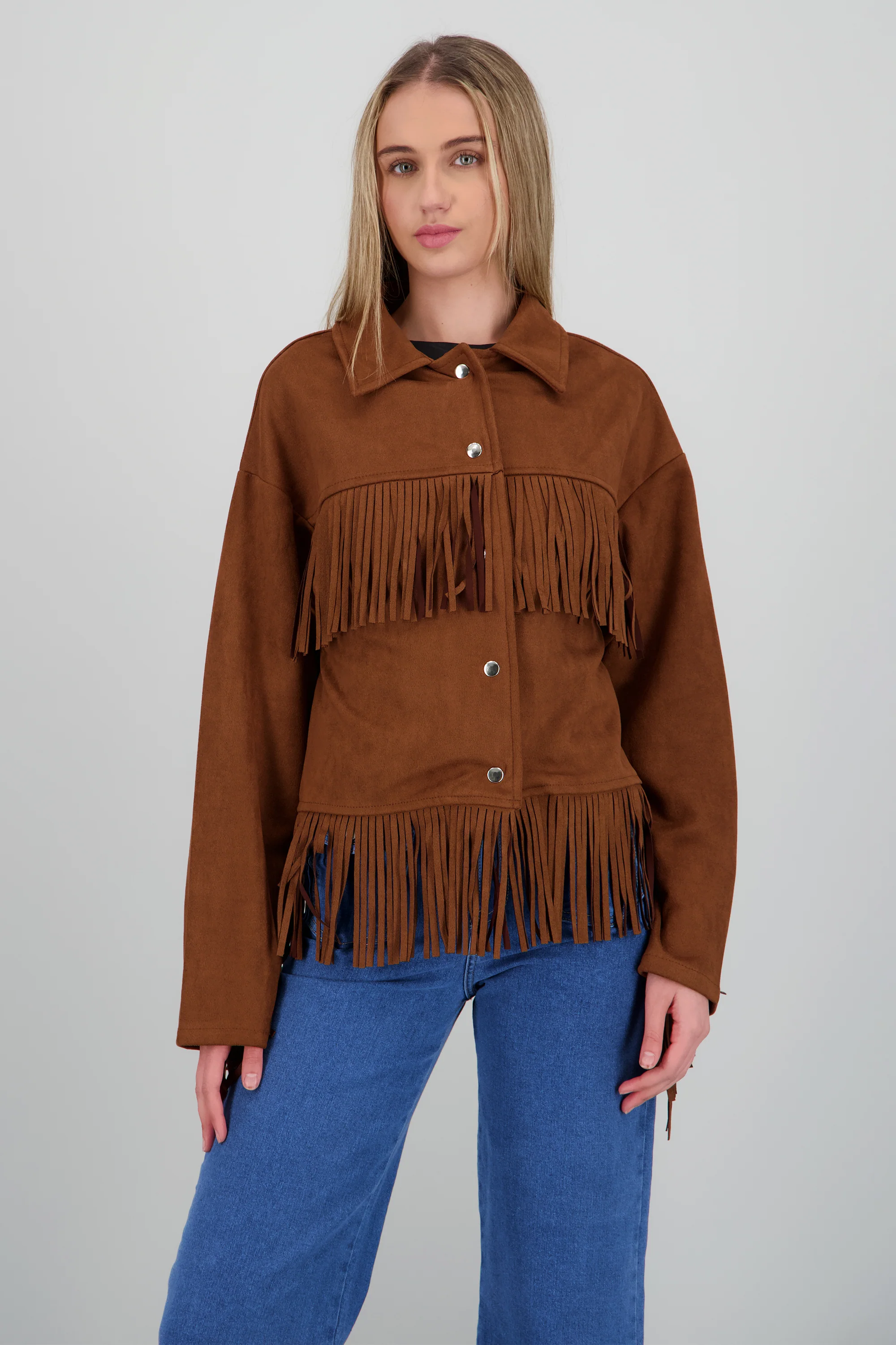 Chamarra flecos con cortes suede - Image 2