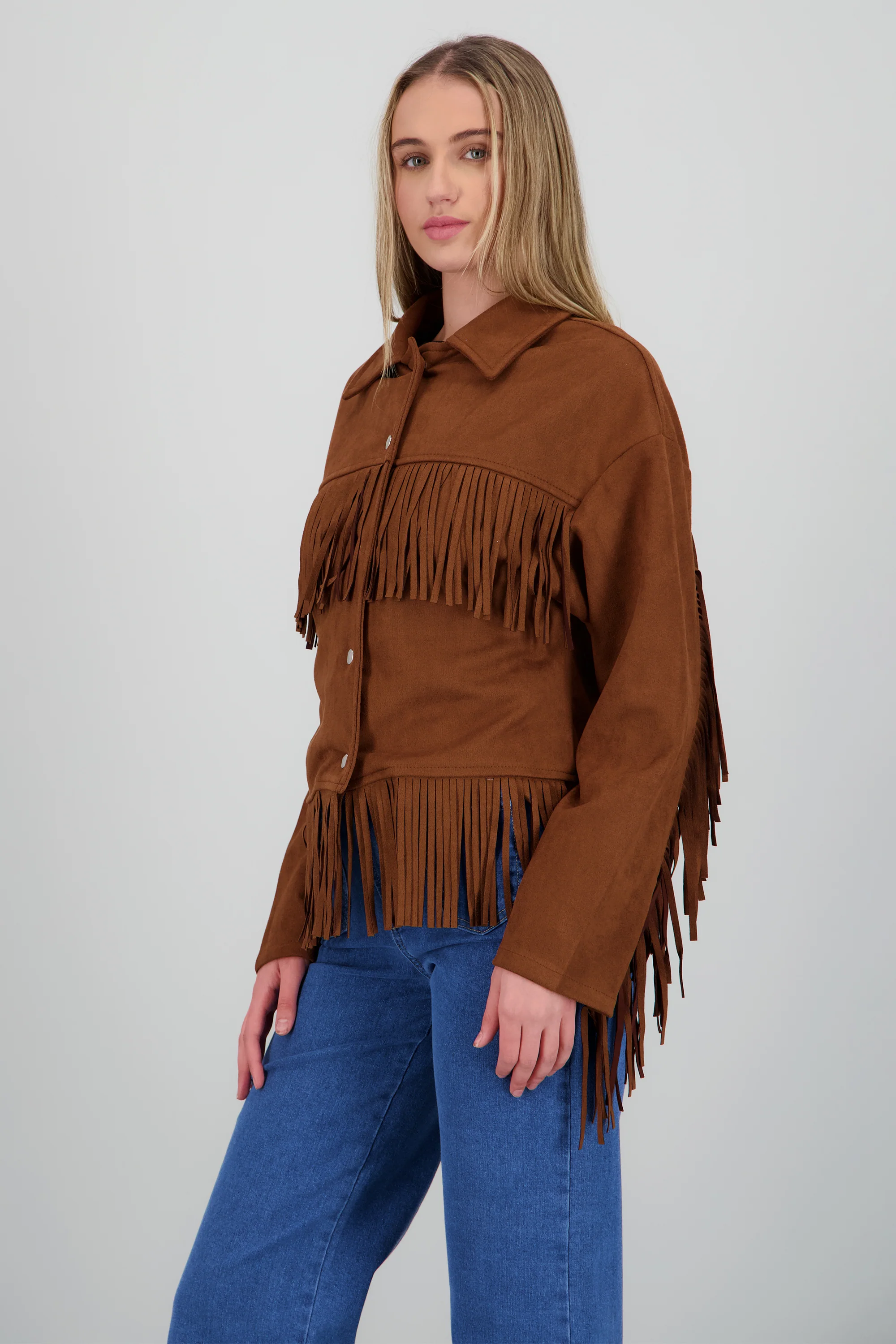Chamarra flecos con cortes suede - Image 3