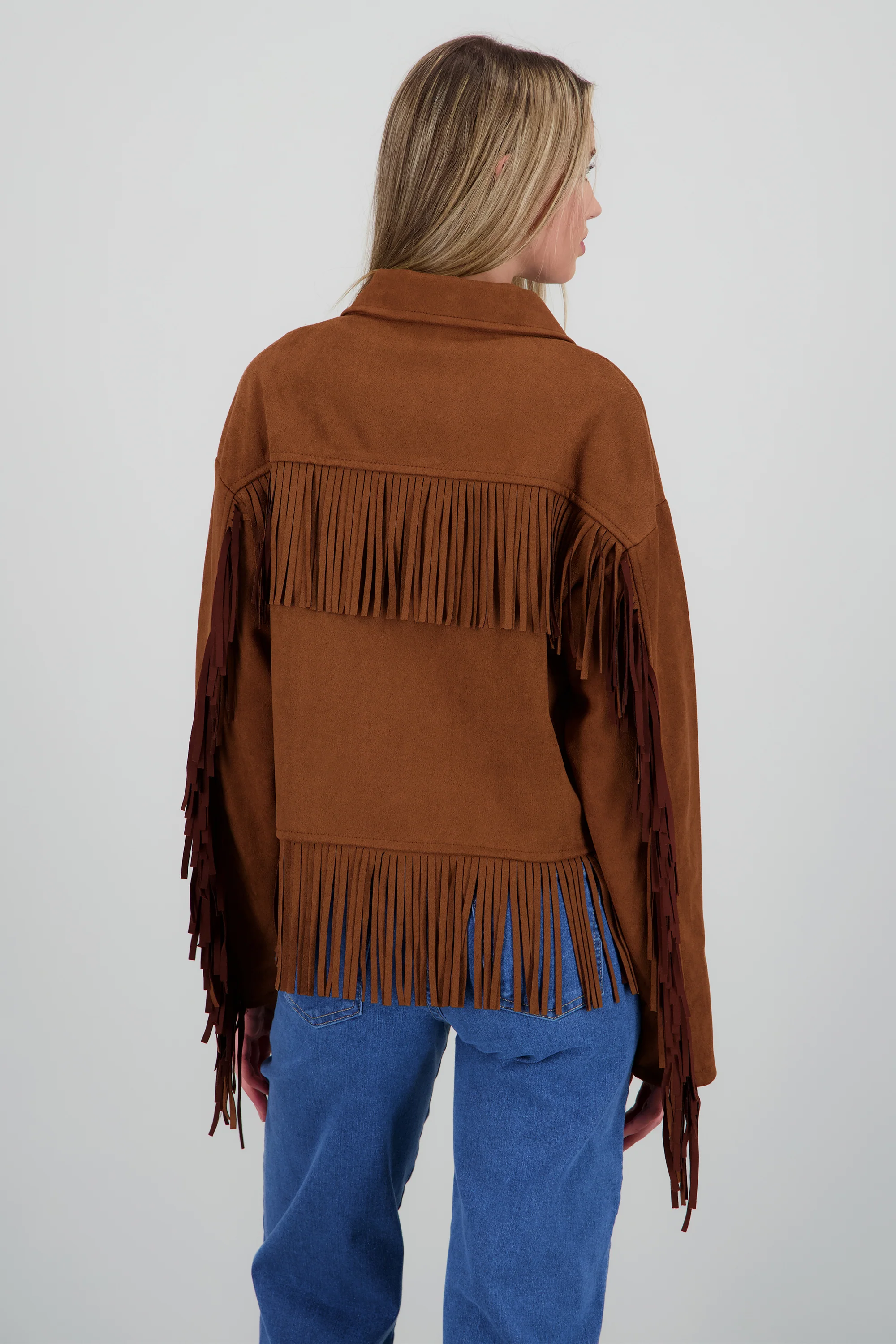 Chamarra flecos con cortes suede - Image 4