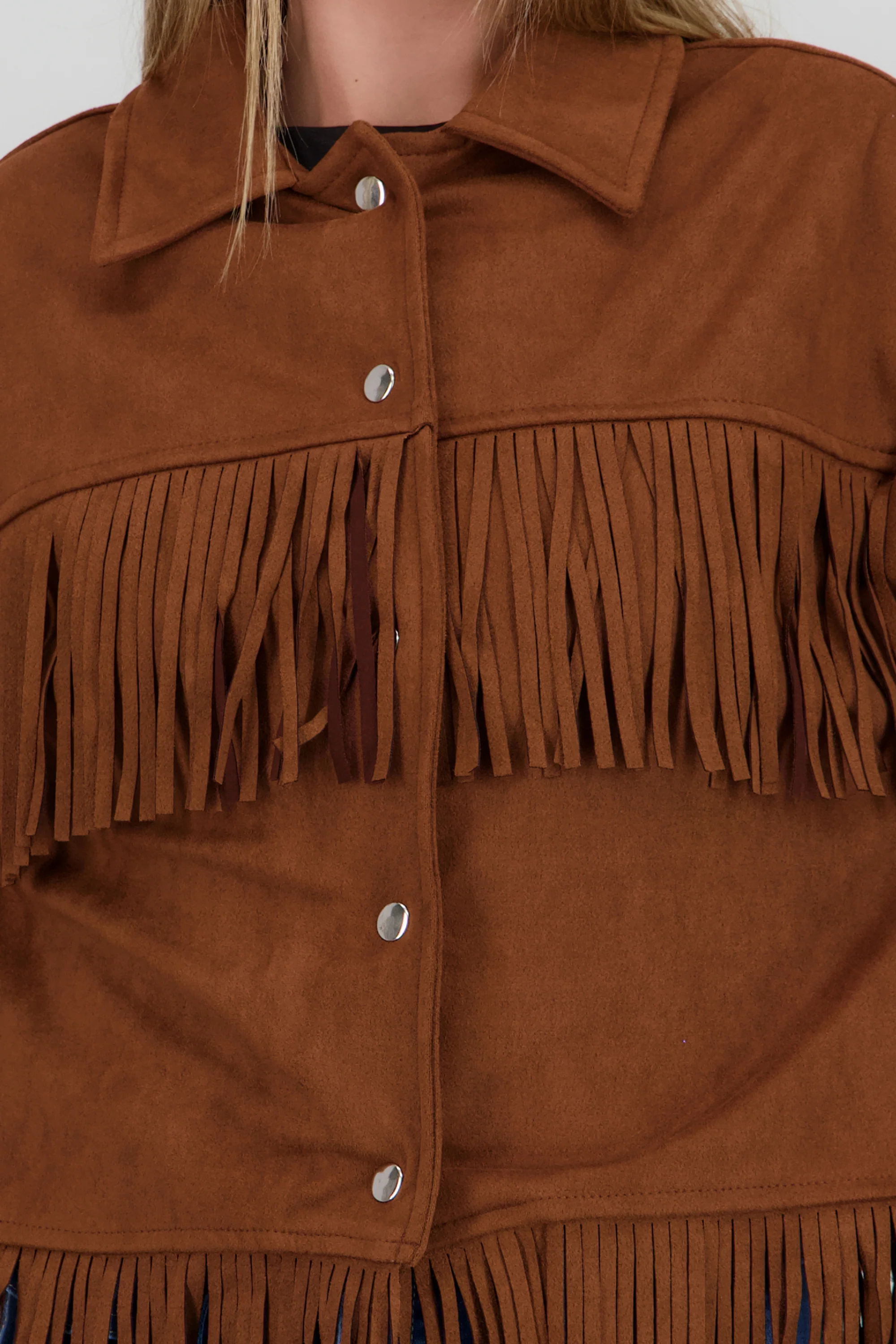 Chamarra flecos con cortes suede - Image 5