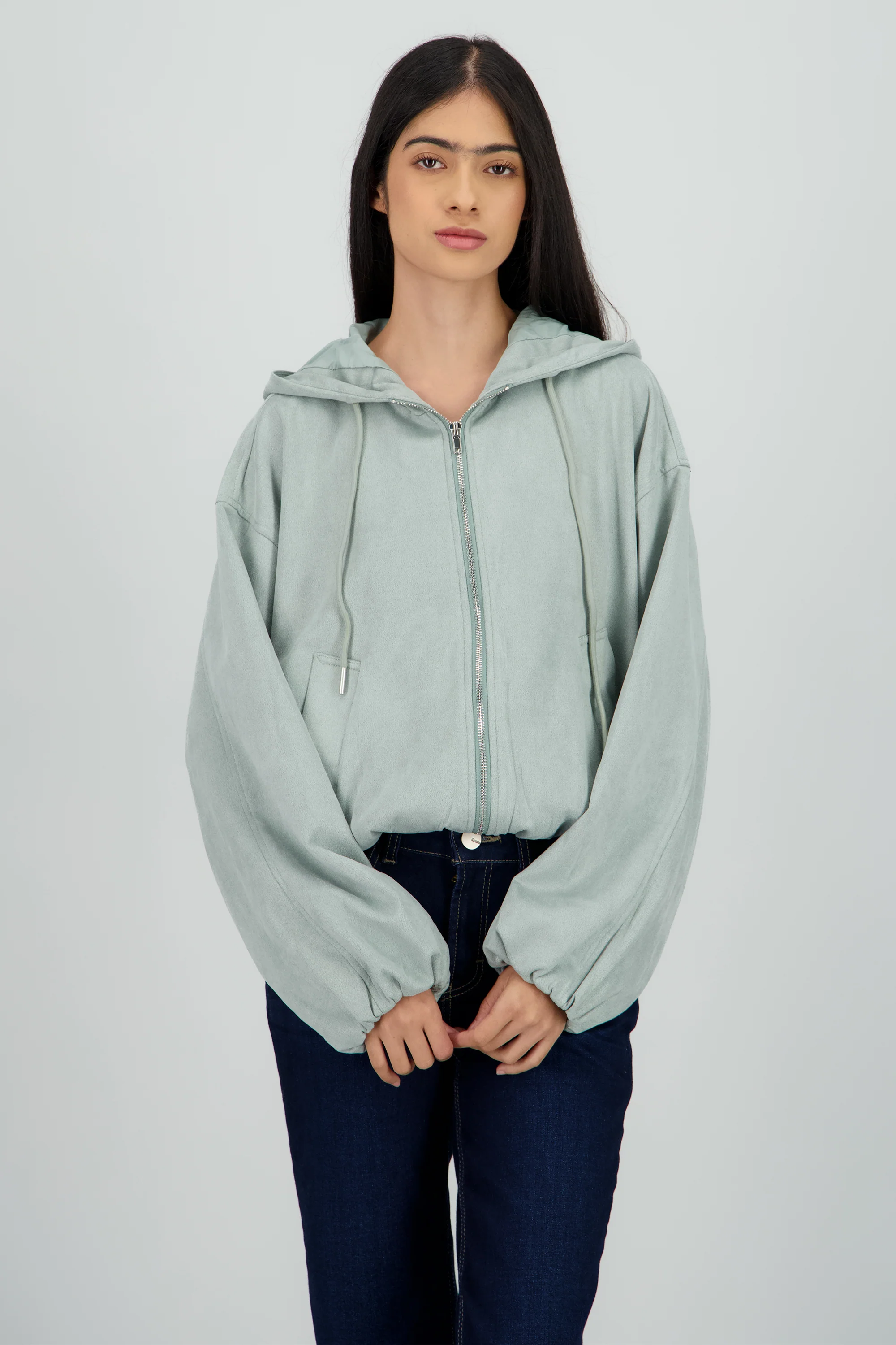 Chamarra suede cierre