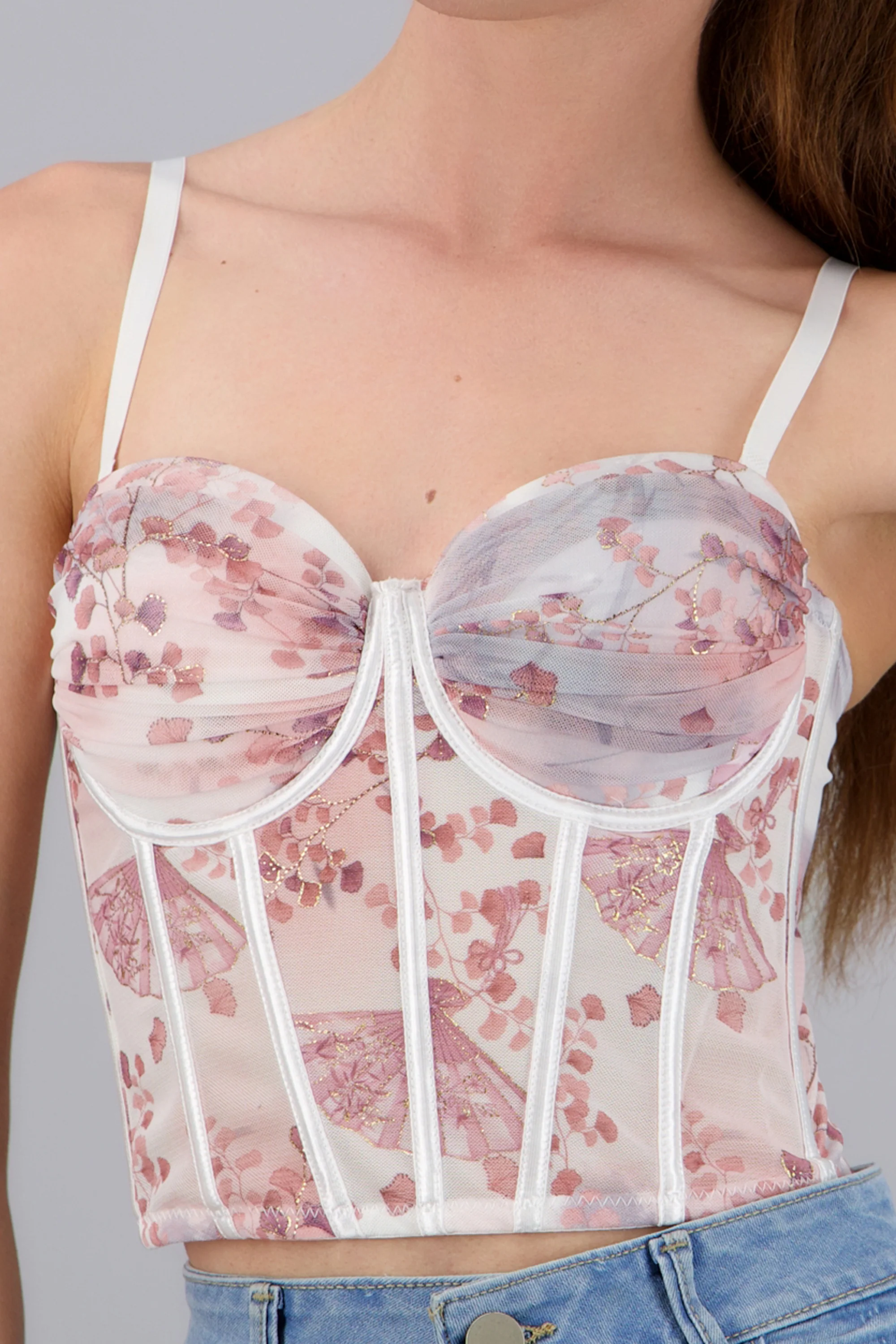 Corset con copas plisadas detalle foil - Image 5