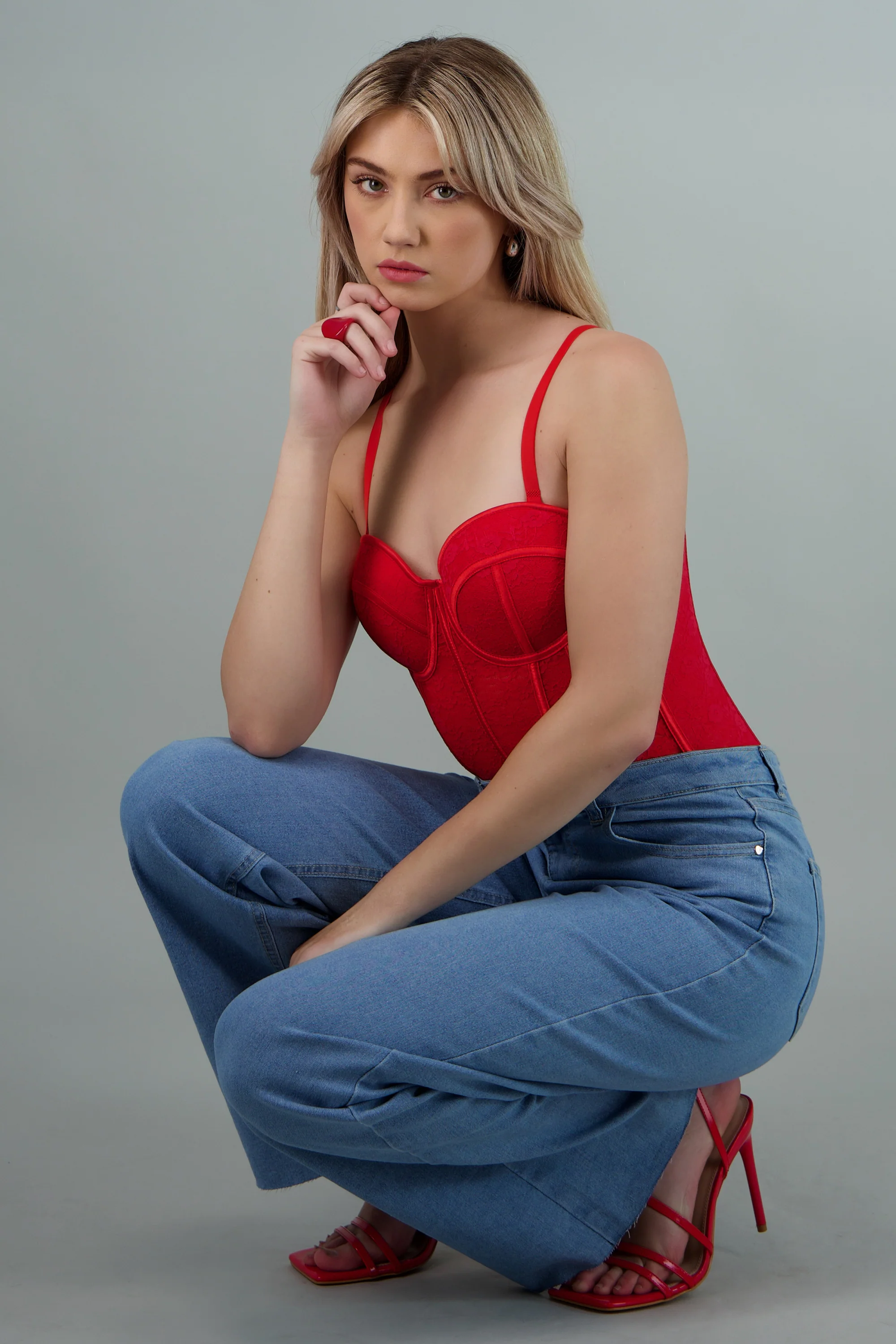 Corset copas encaje liso