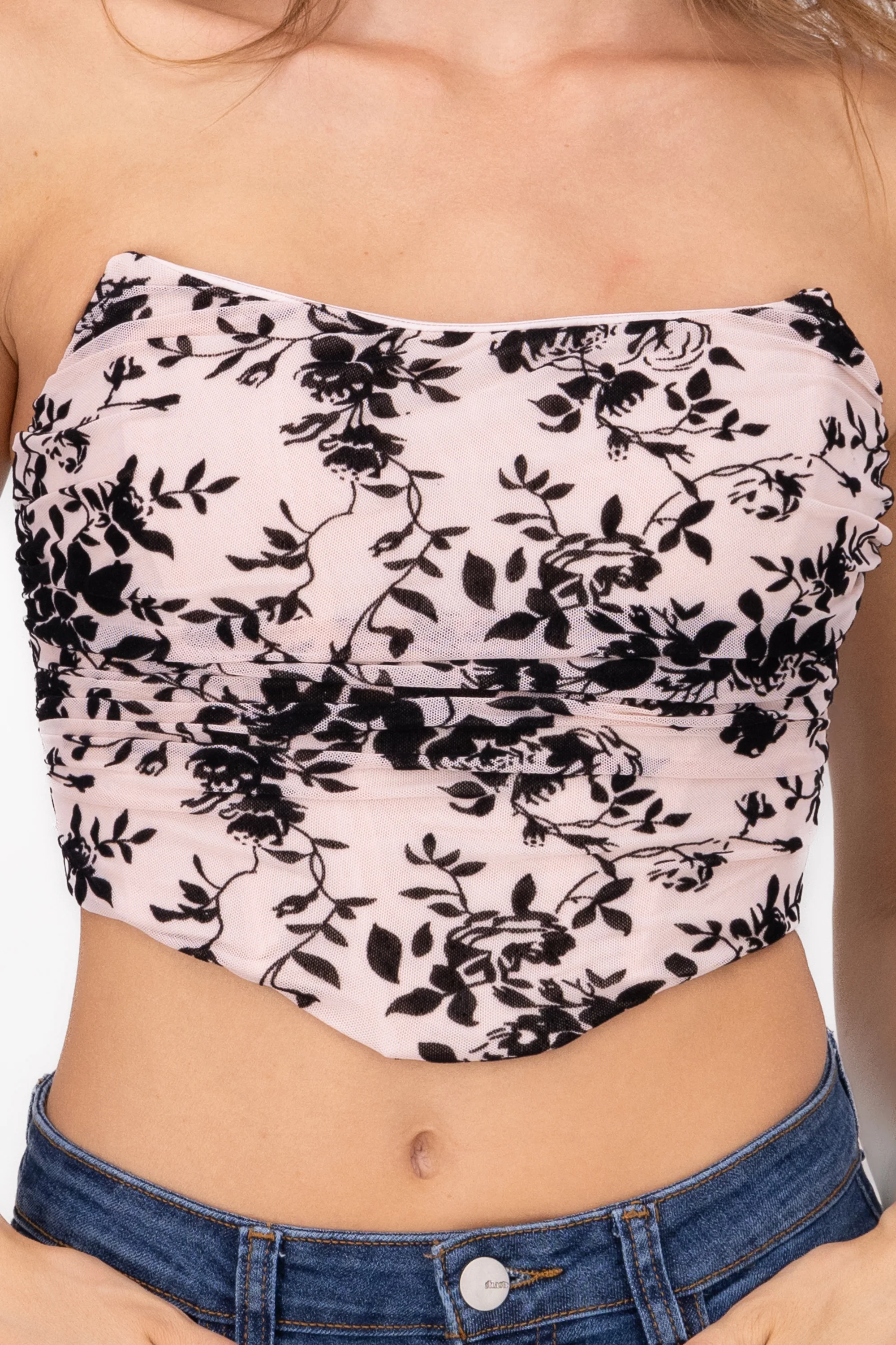 Corset de mesh flock con rosas - Image 5
