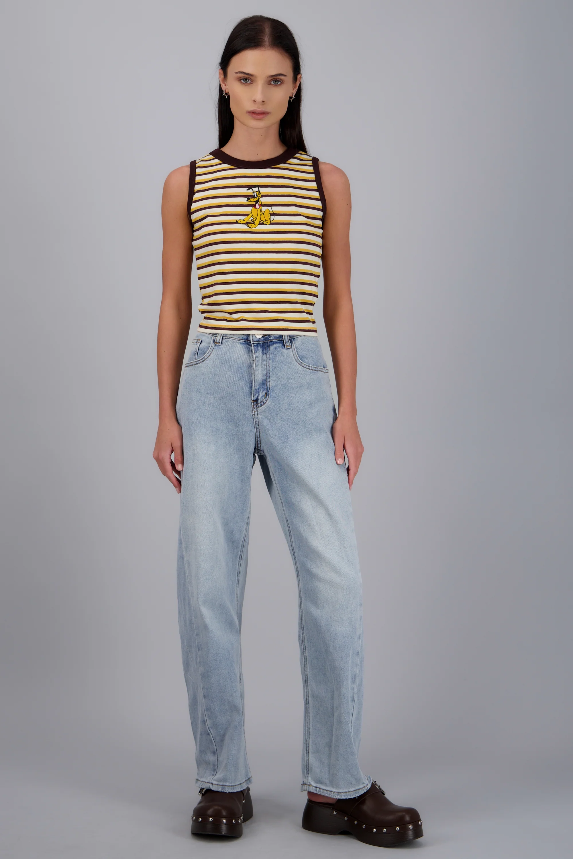 Crop top lineas Pluto bordado