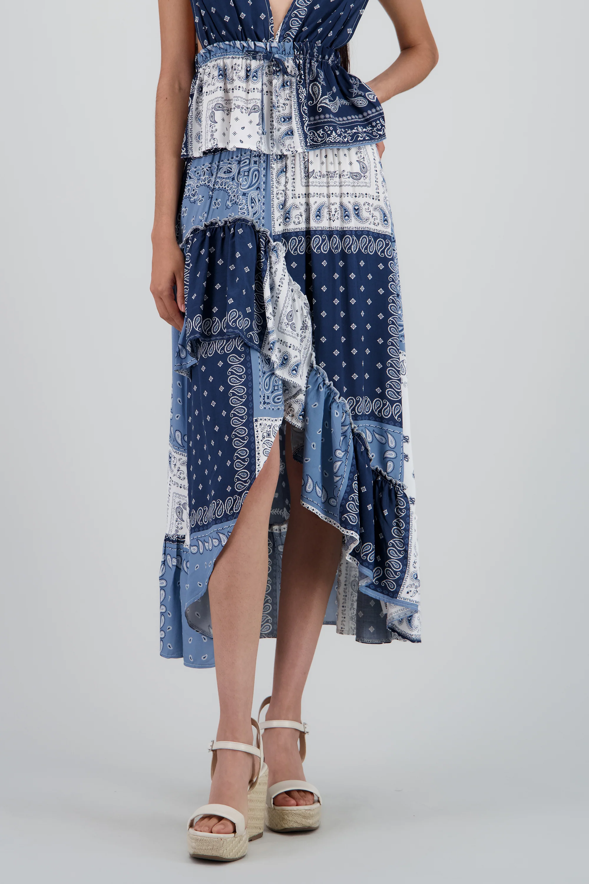 Falda maxi con olanes estampado paisley - Image 2