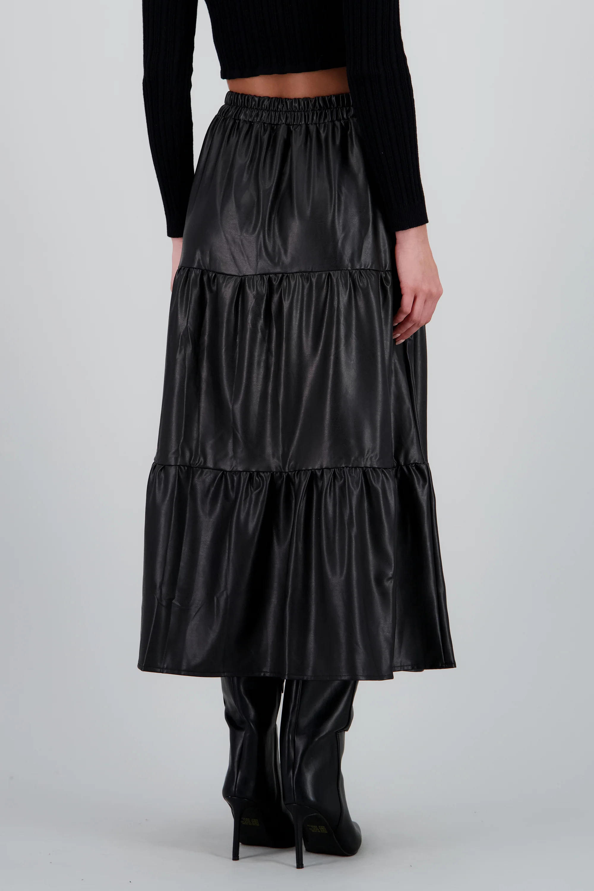 Falda maxi cortes PU - Image 4