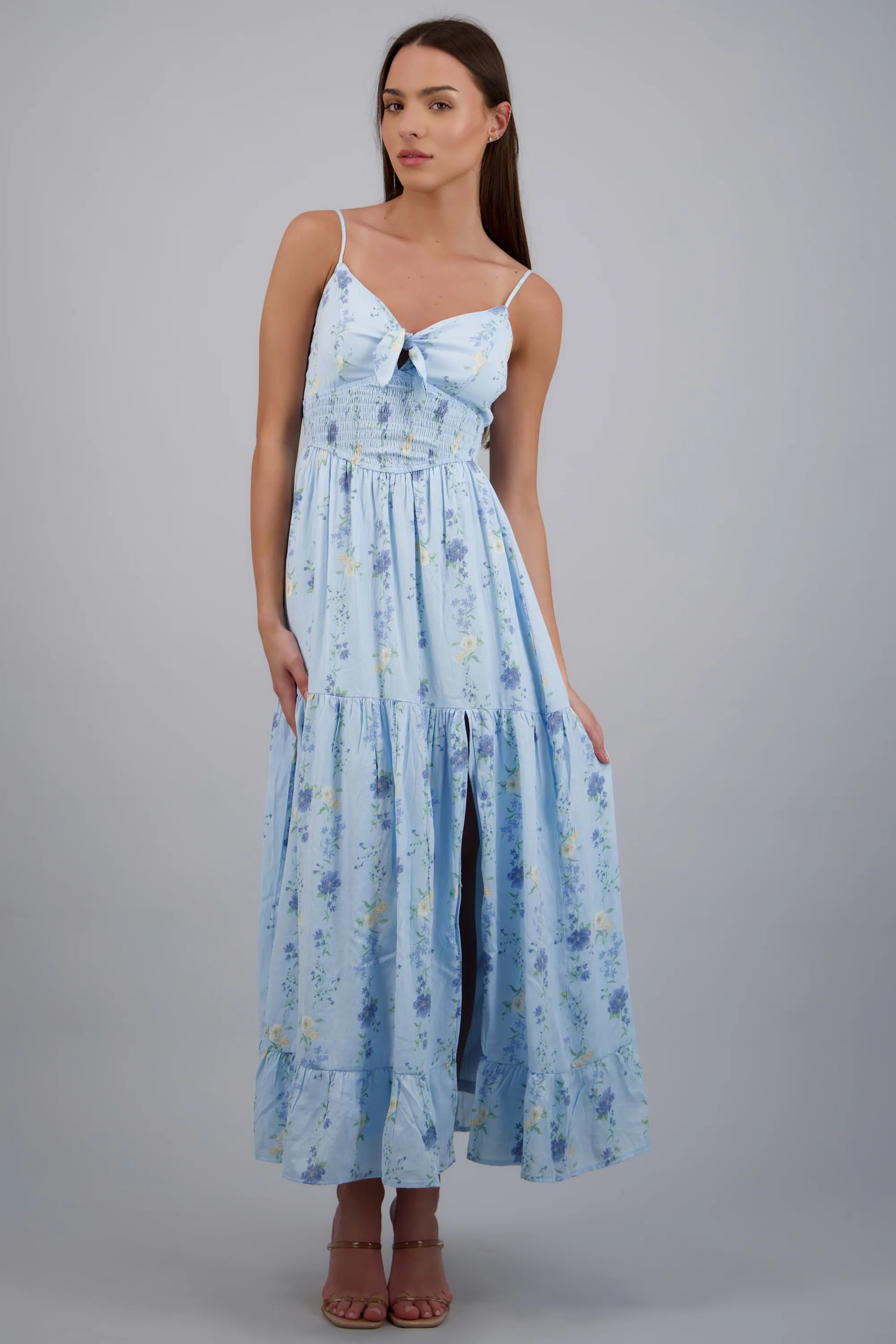 Vestido maxi estampado flores