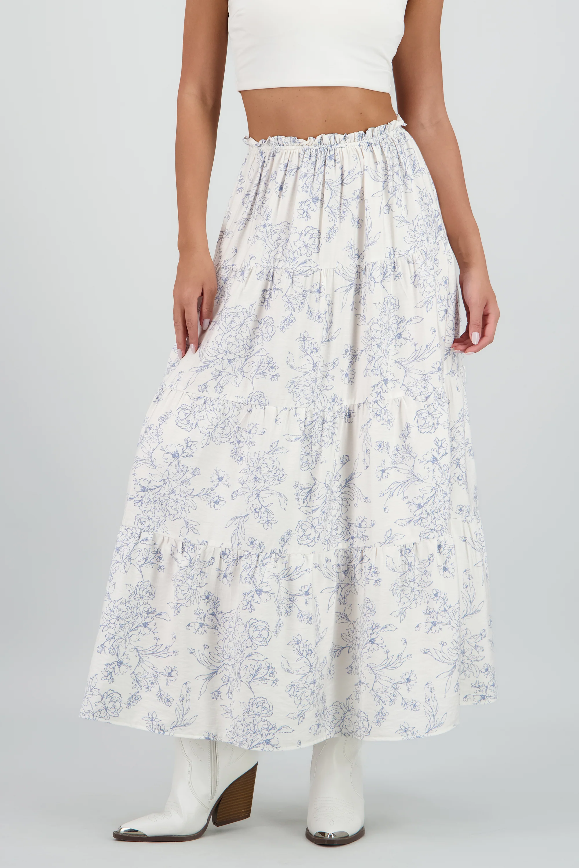 Falda maxi resorte estampado flores - Image 2