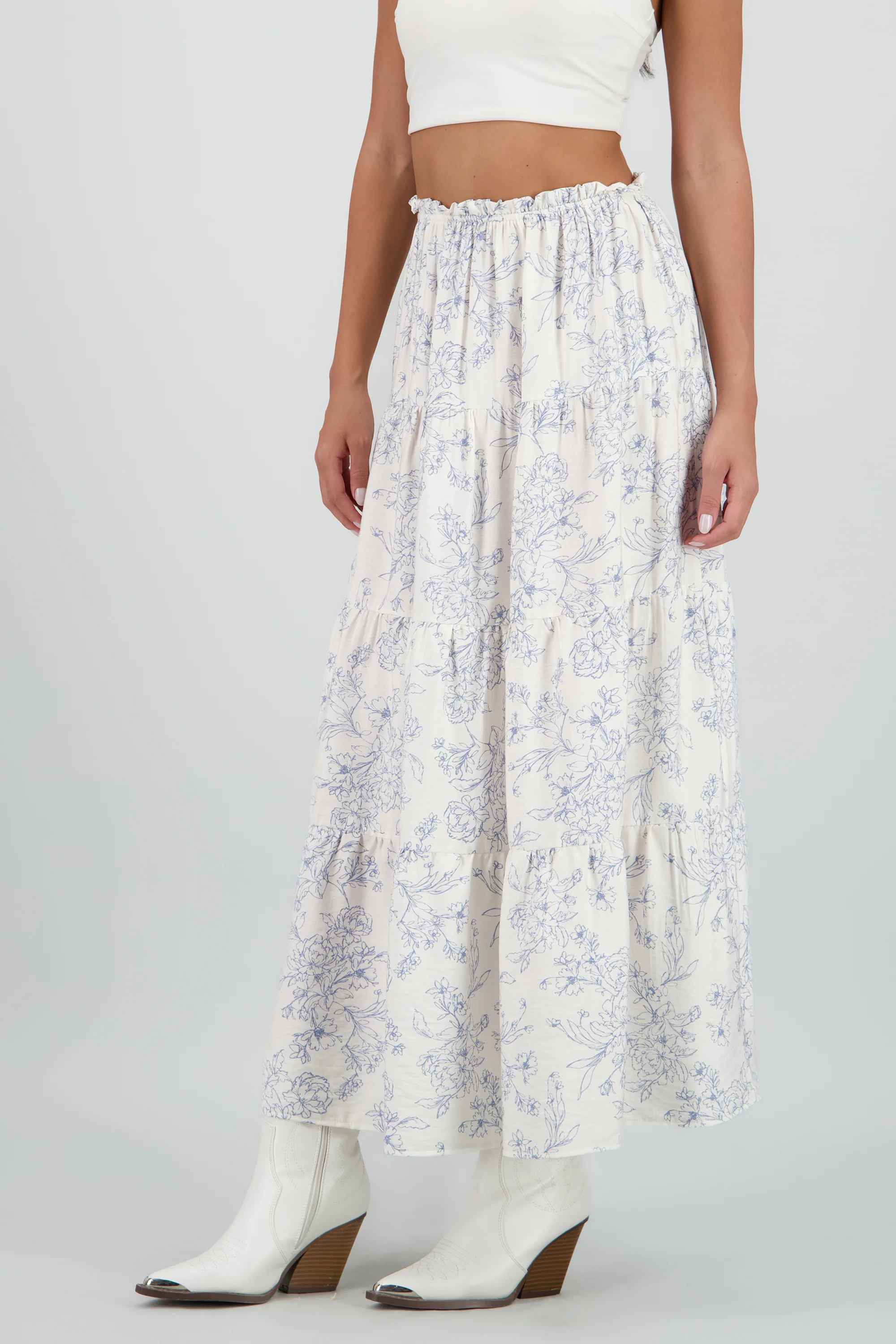 Falda maxi resorte estampado flores - Image 3