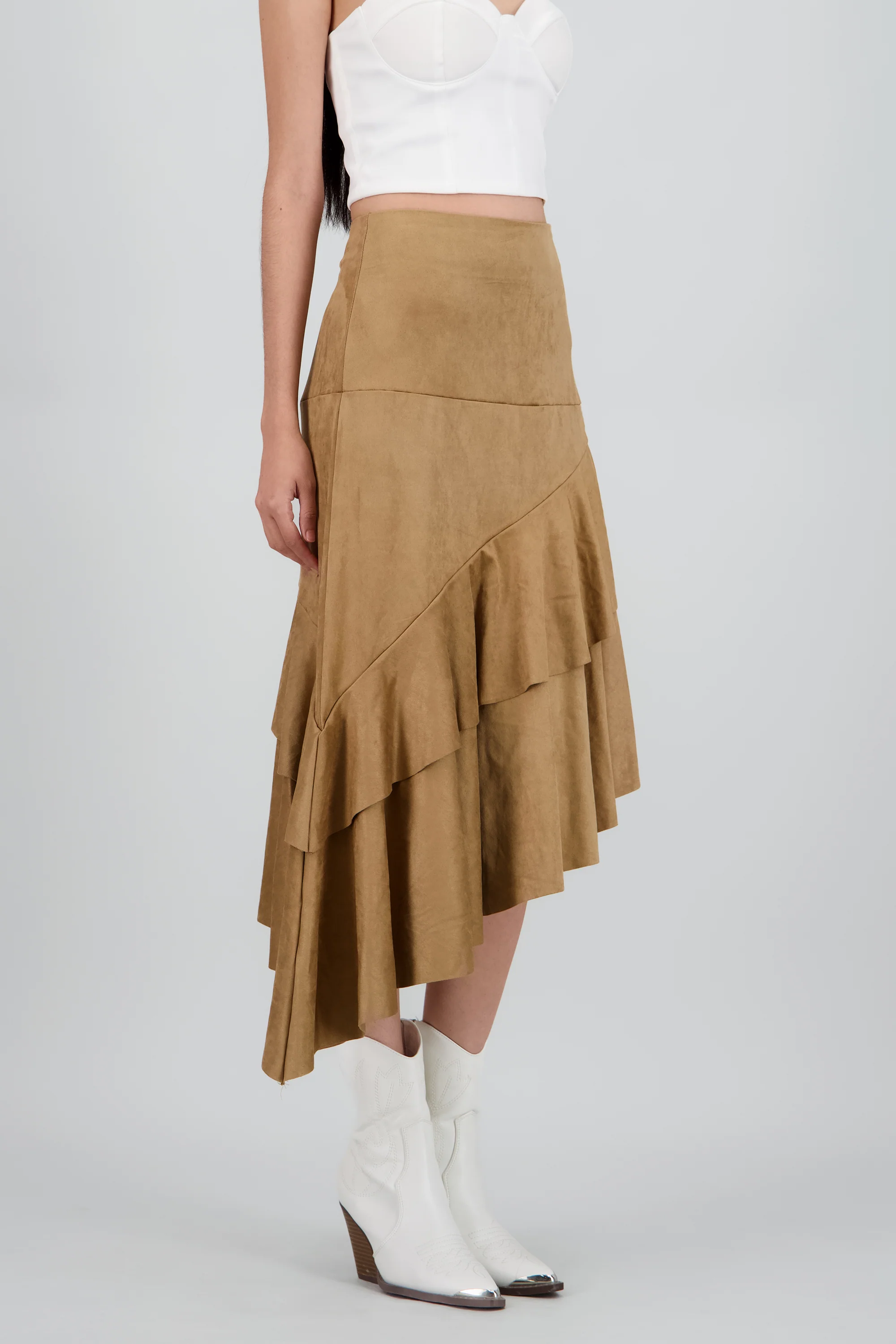 Falda midi asimétrica suede - Image 3