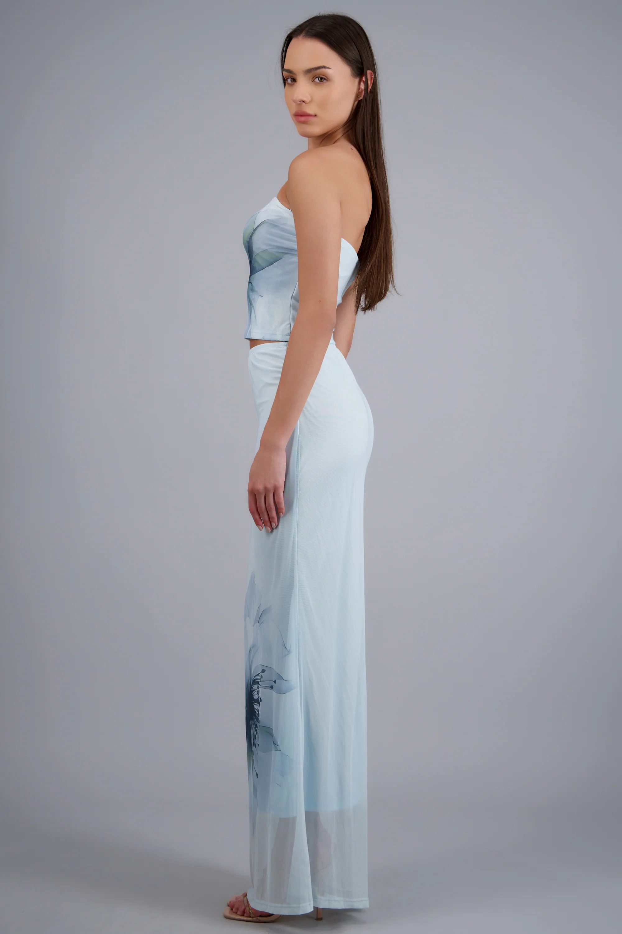 Falda midi mesh estampado flor - Image 2