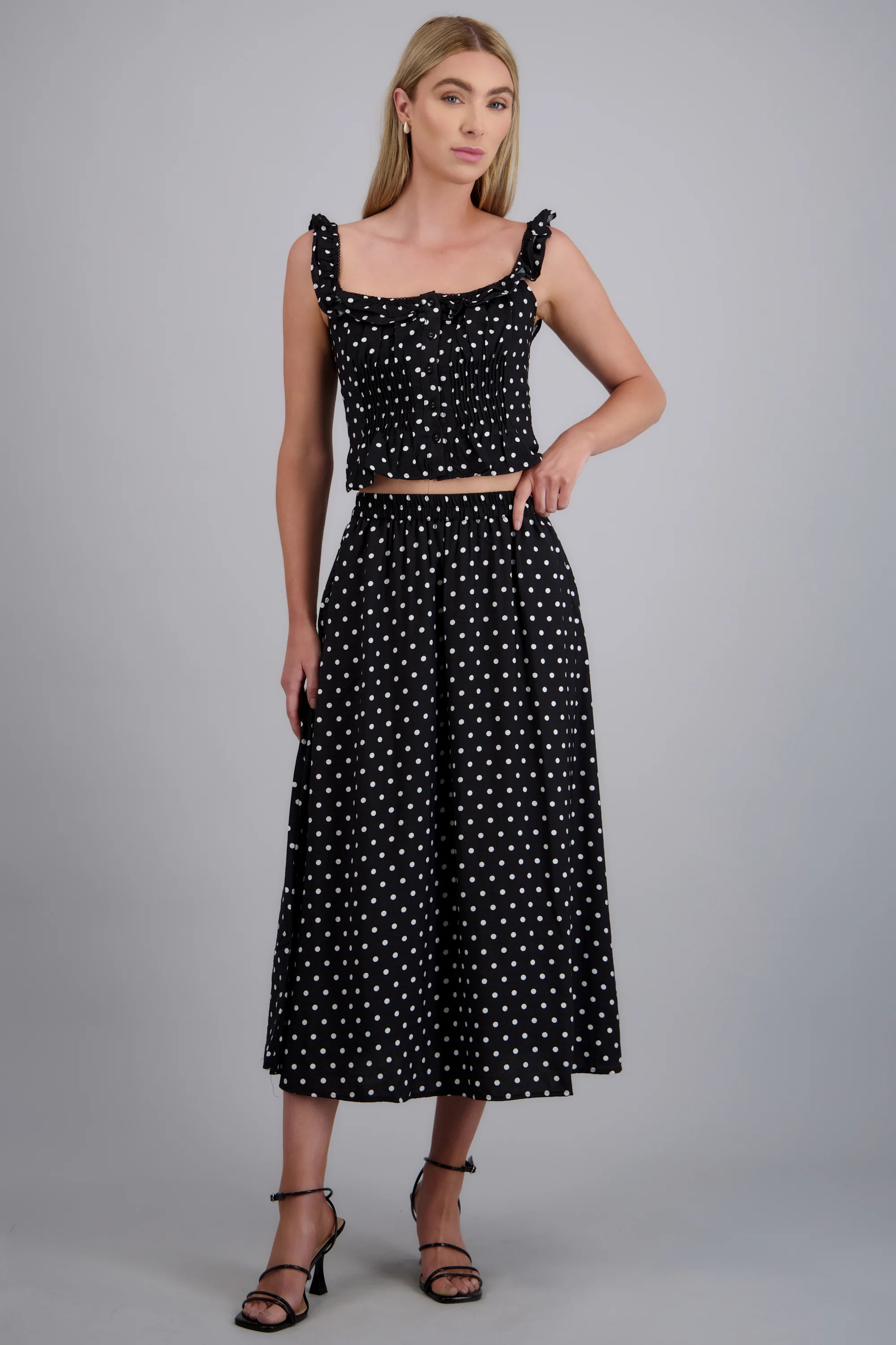 Falda midi polka dots