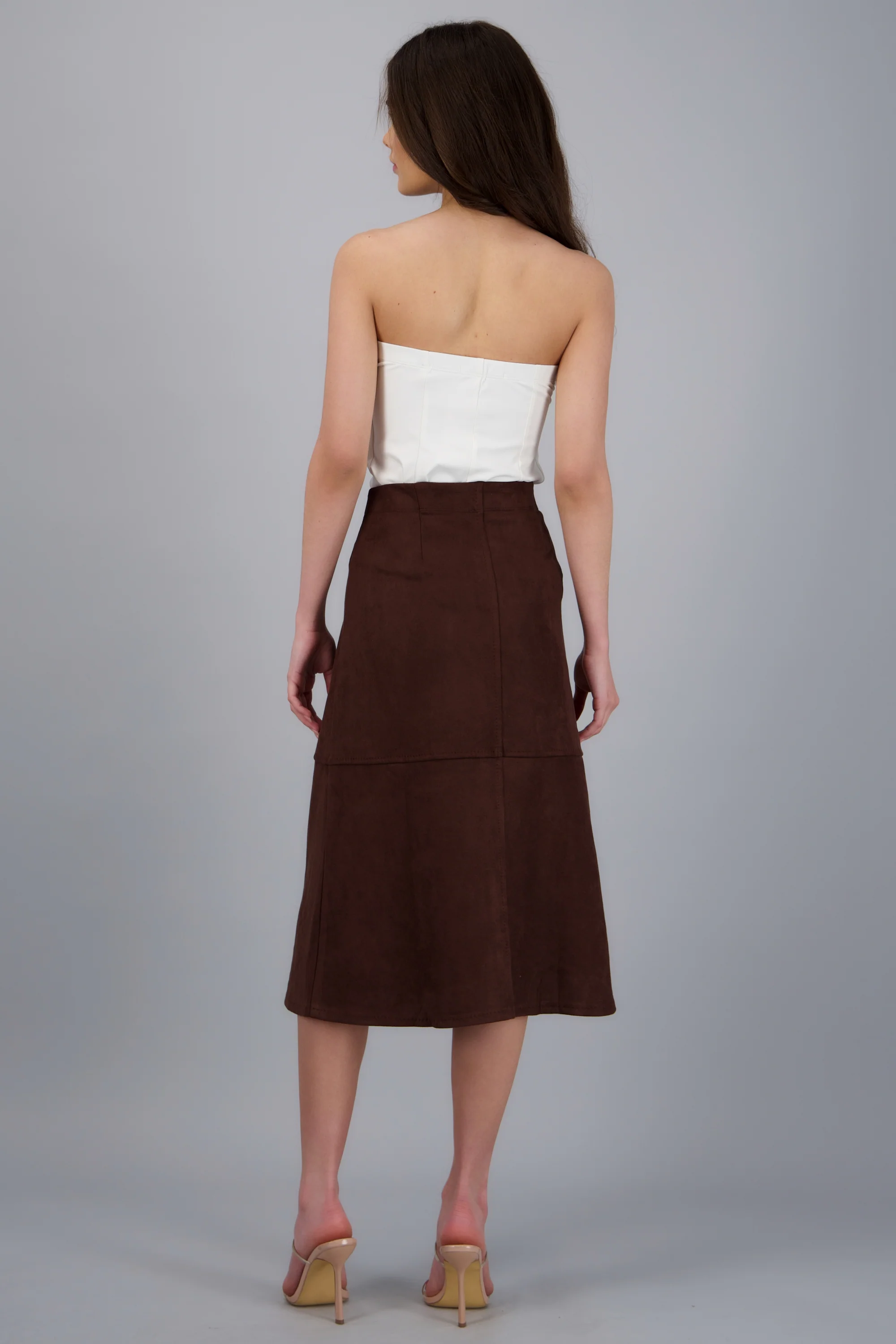 Falda midi suede detalle costuras - Image 4