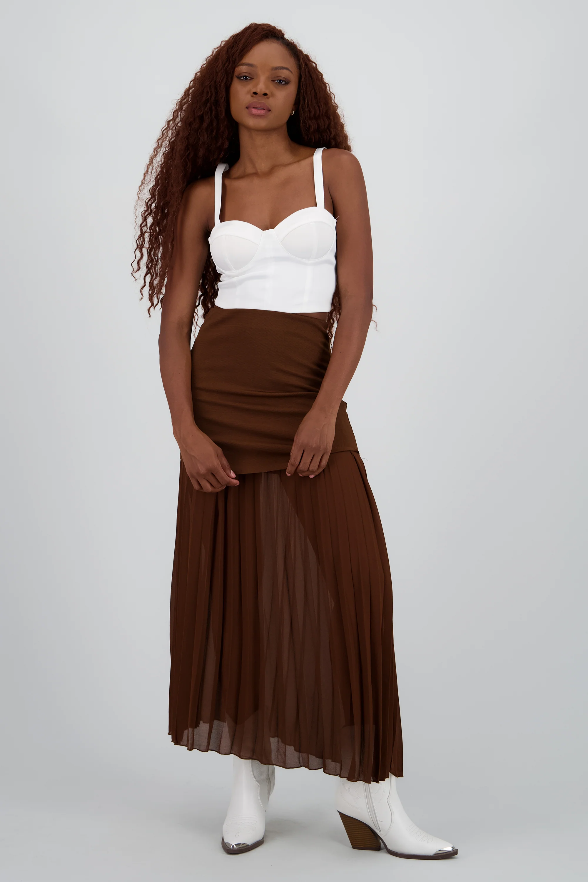 Falda midi transparencia