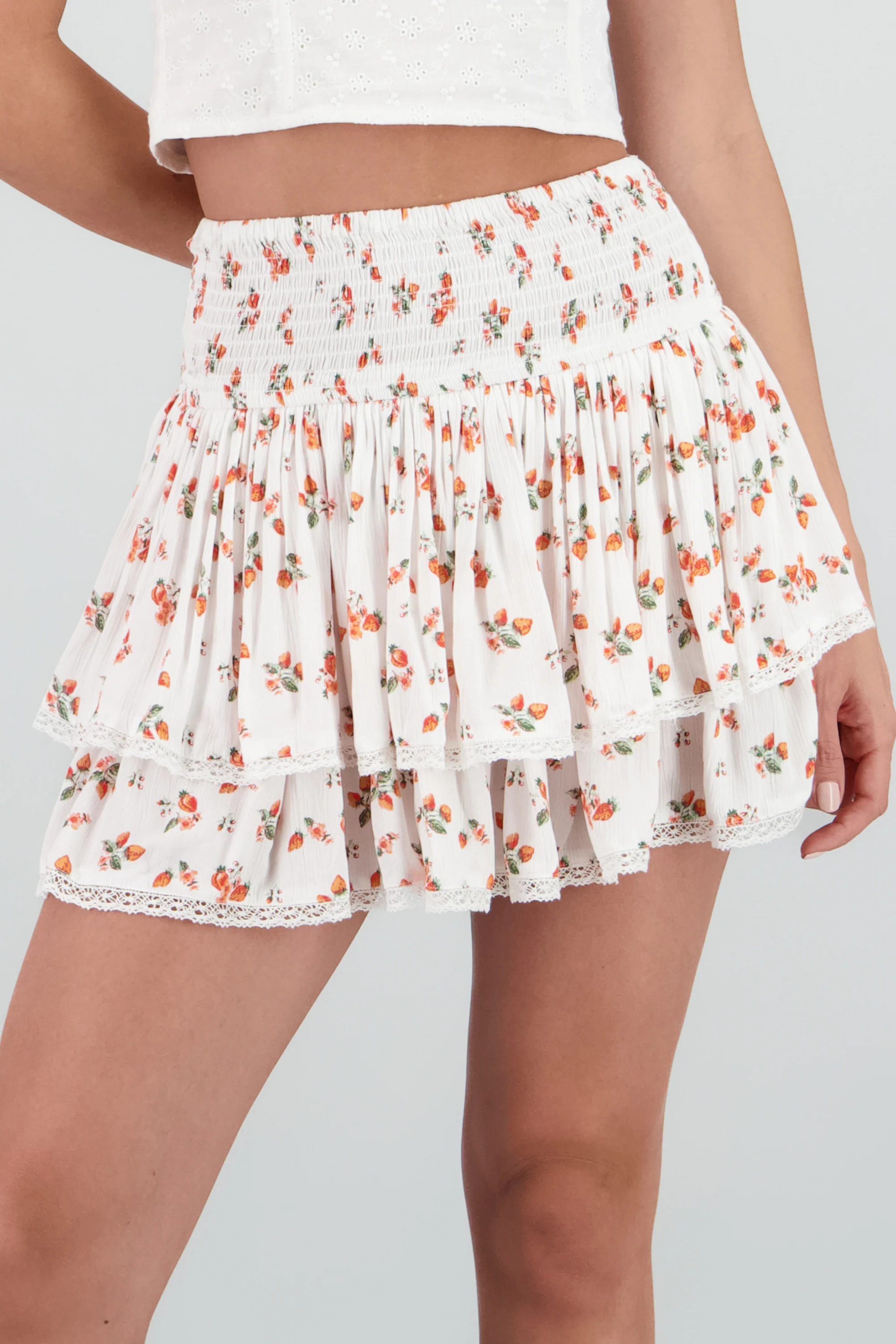 Falda mini capa olanes flores - Image 5