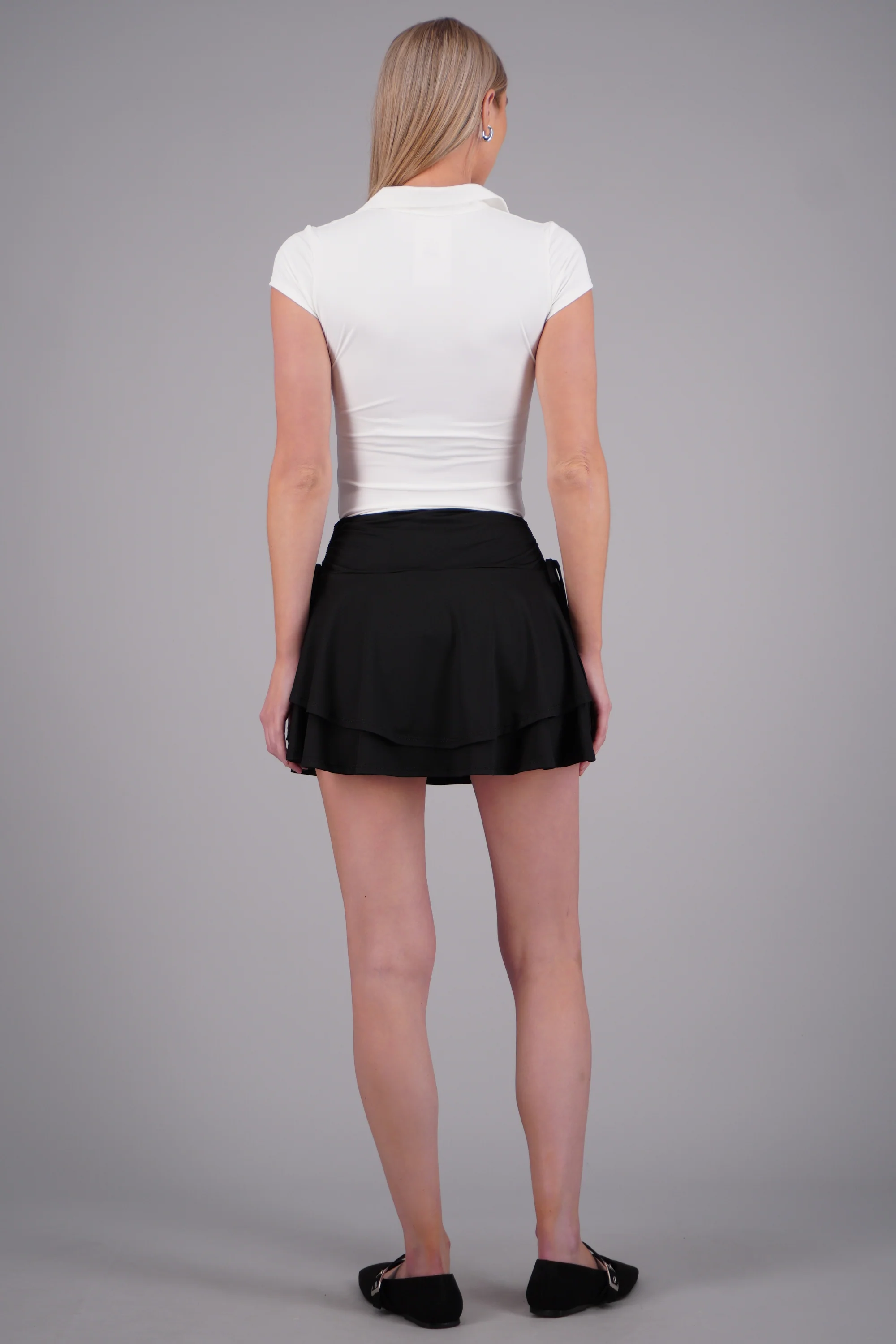 Falda mini doble olan detalle jaretas - Image 4