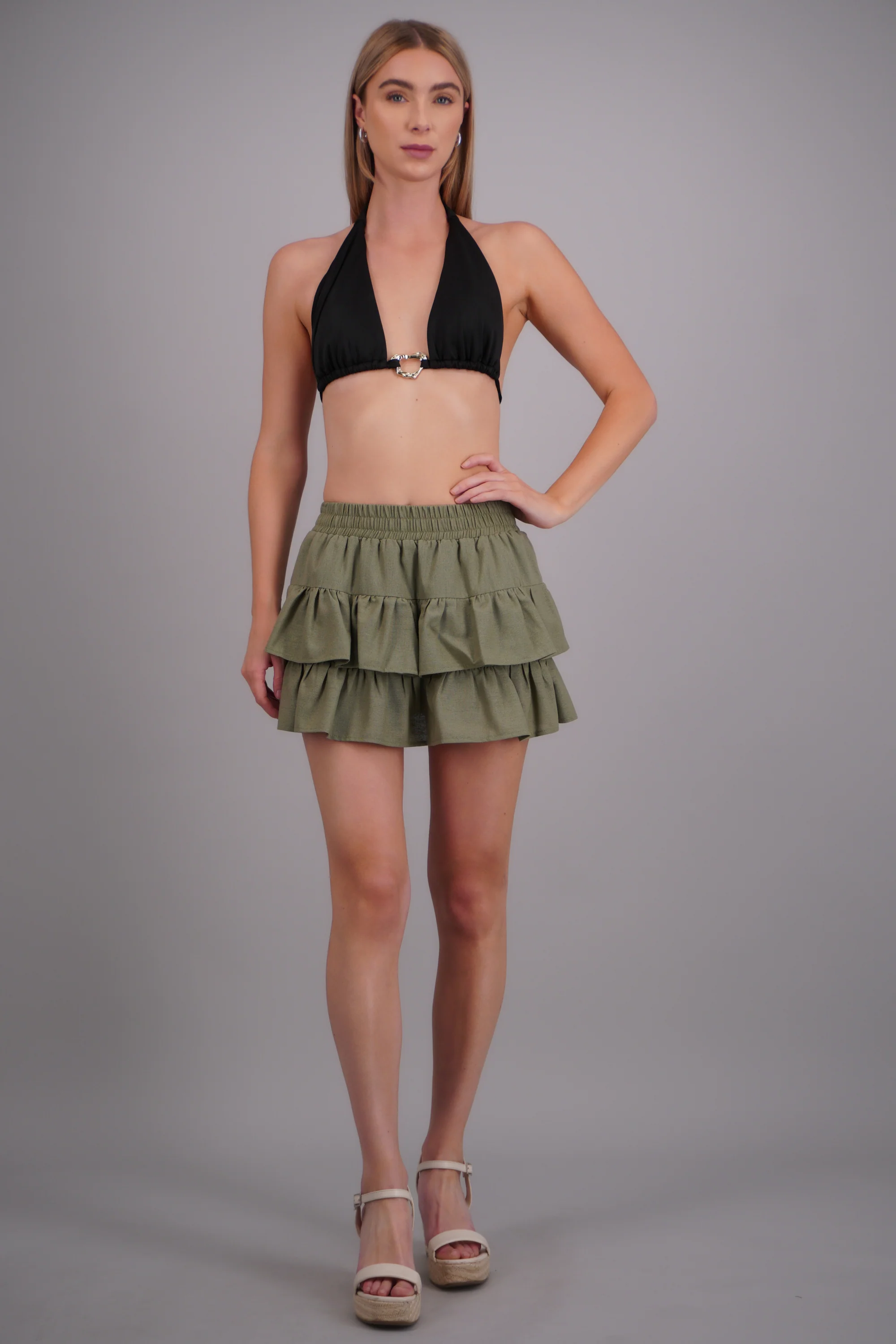 Falda mini doble olán en manta