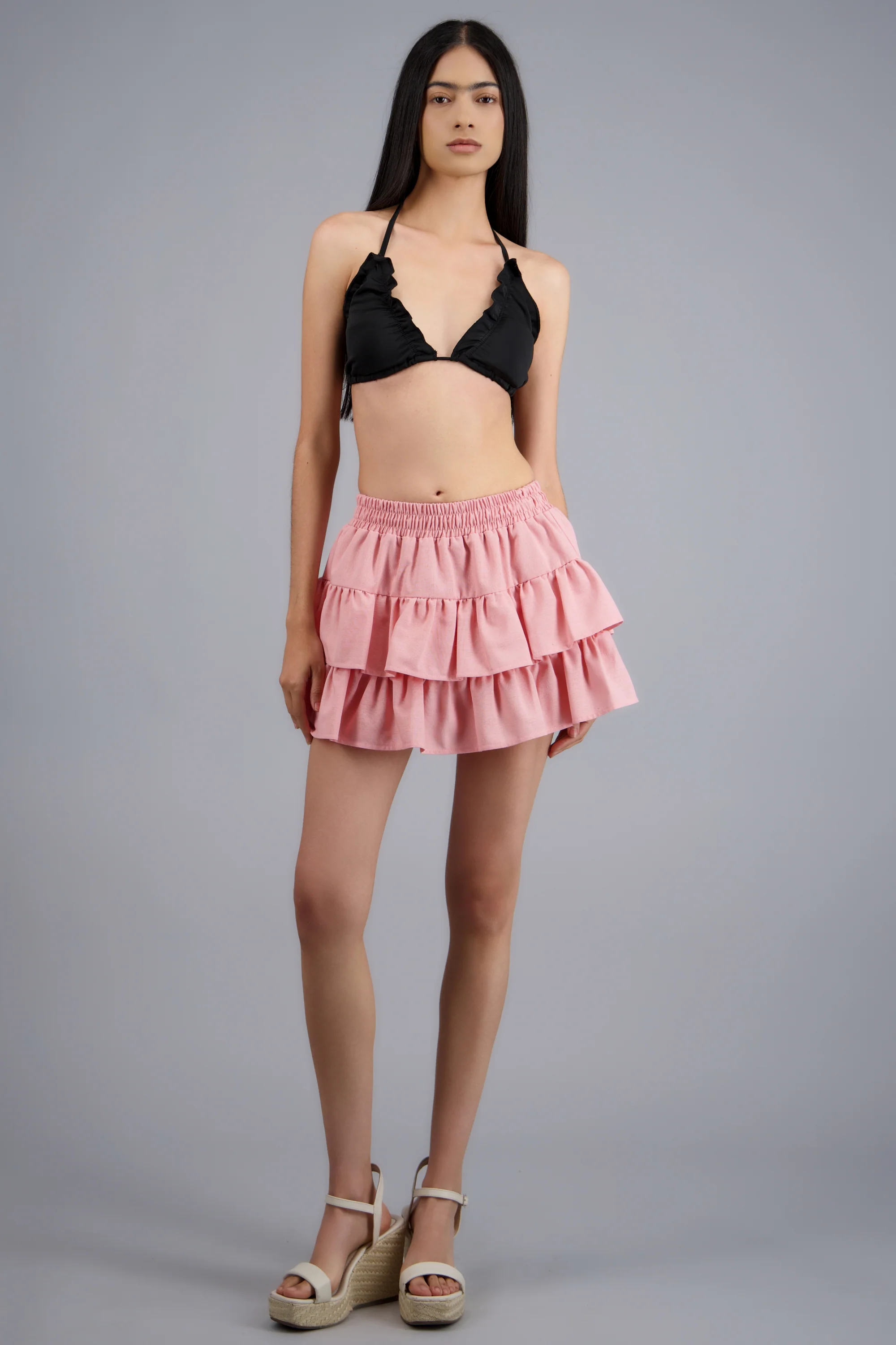 Falda mini doble olán en manta