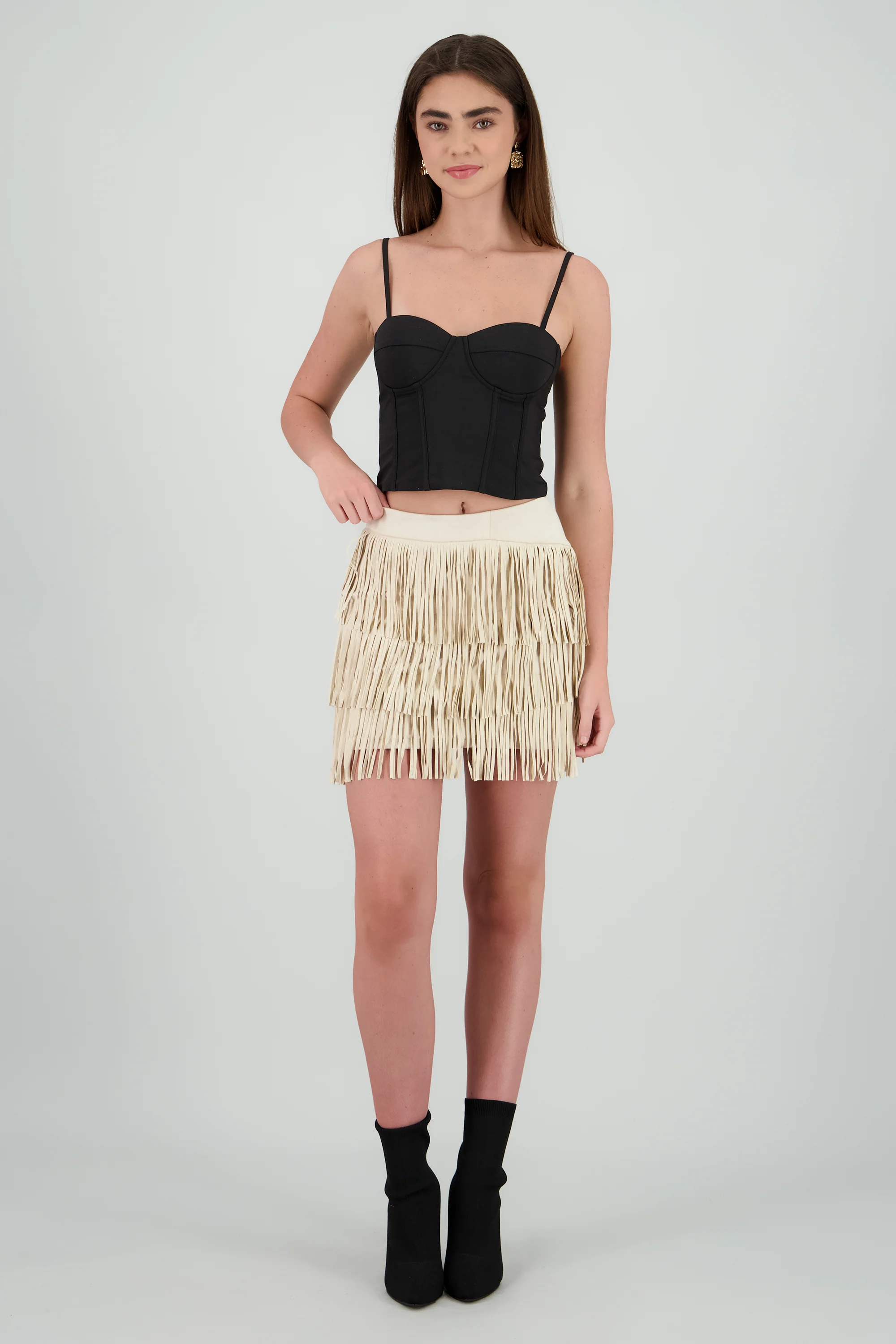 Falda mini fringe suede