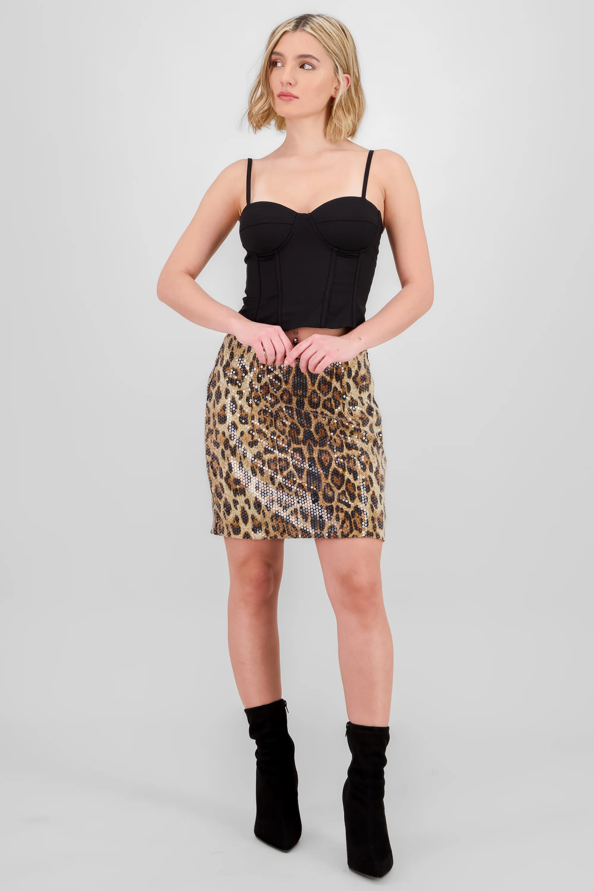 Falda mini lentejuelas animal print