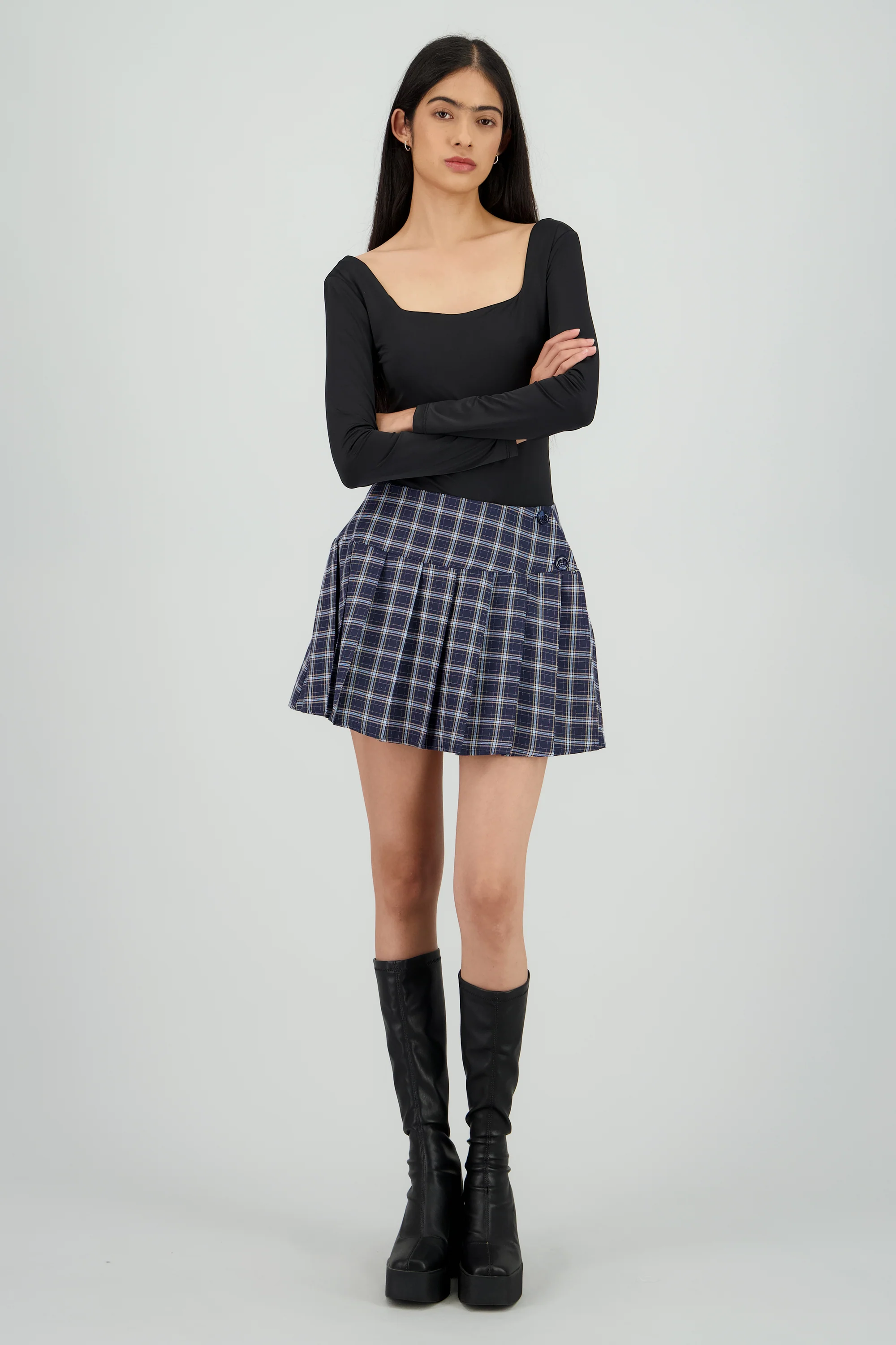Falda mini tablas detalle cuadros
