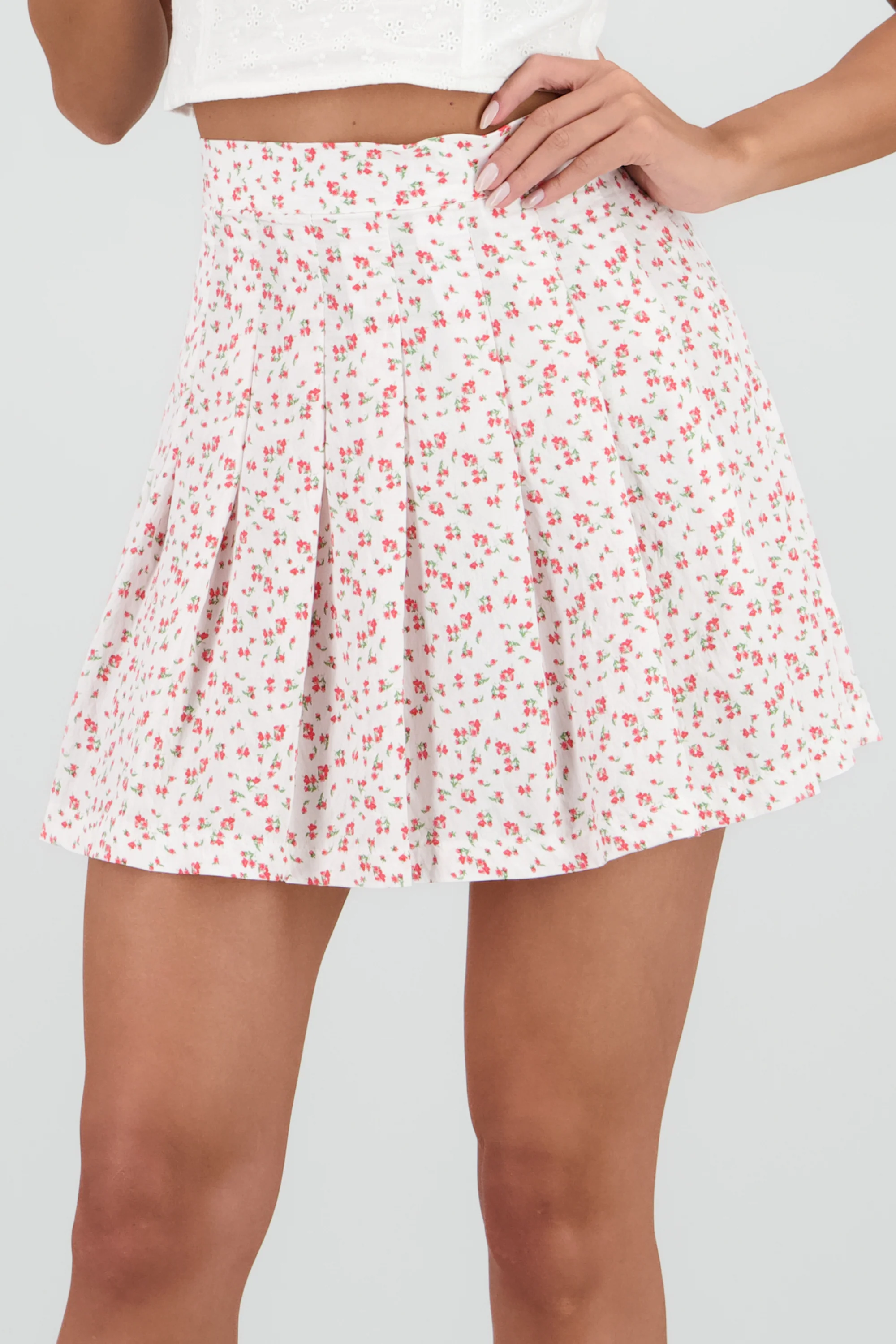 Falda mini tableada estampado mini flores - Image 5
