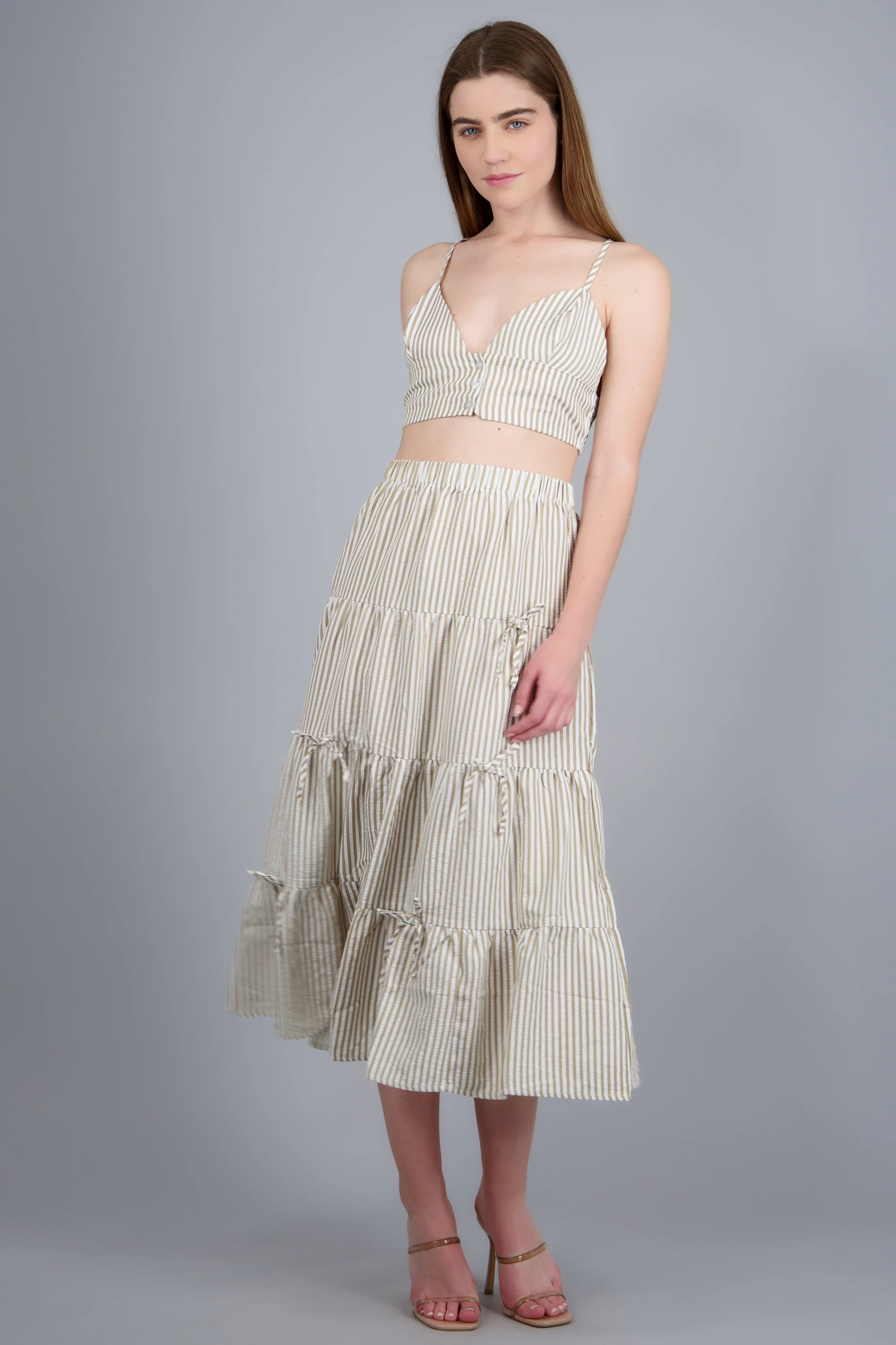 Falda paneles con moños estampado rayas - Image 2