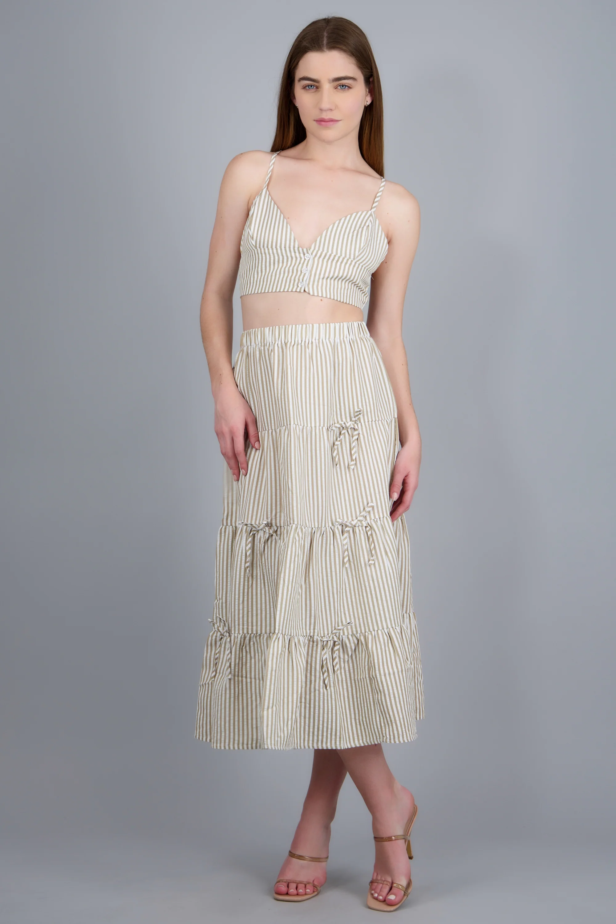 Falda paneles con moños estampado rayas - Image 3