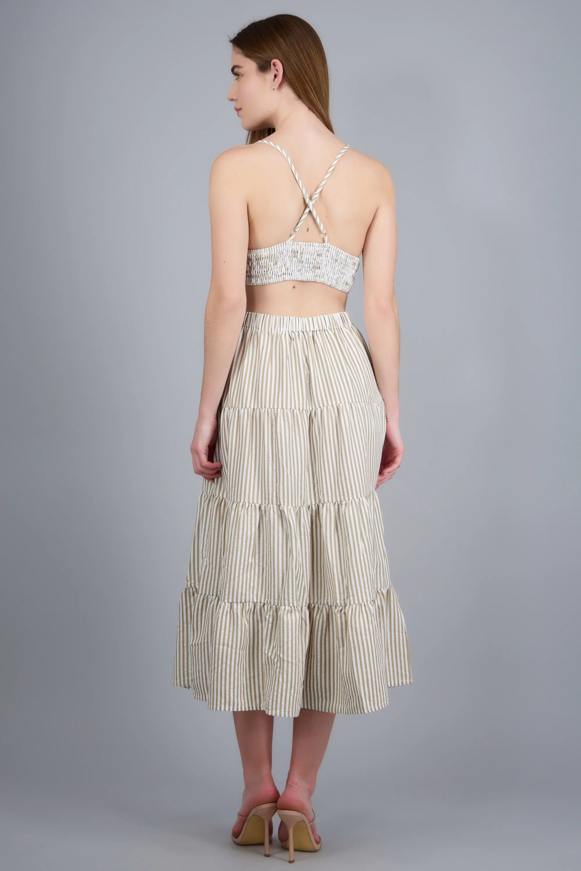 Falda paneles con moños estampado rayas - Image 4