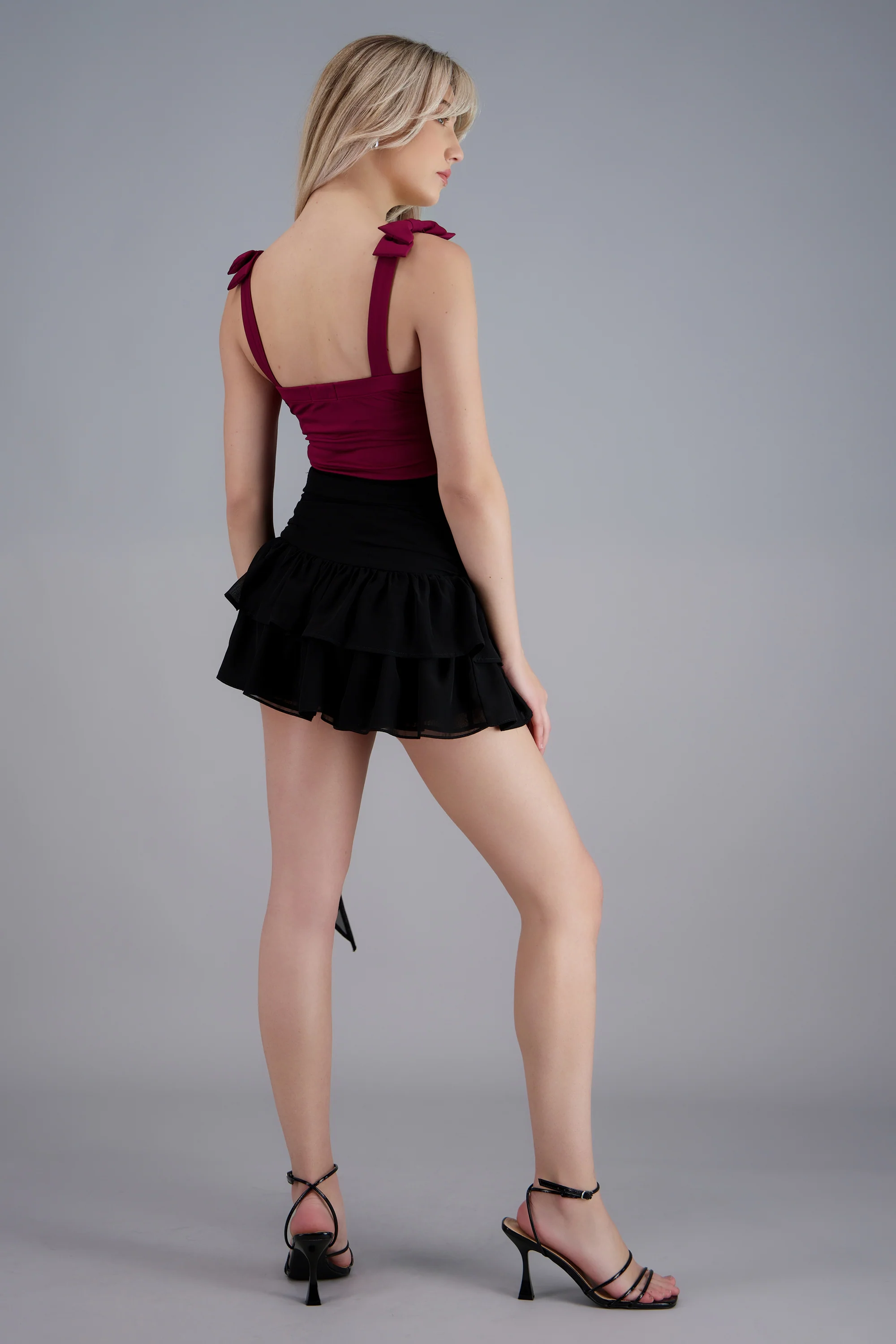 Falda short pliegues olanes de chiffon - Image 4