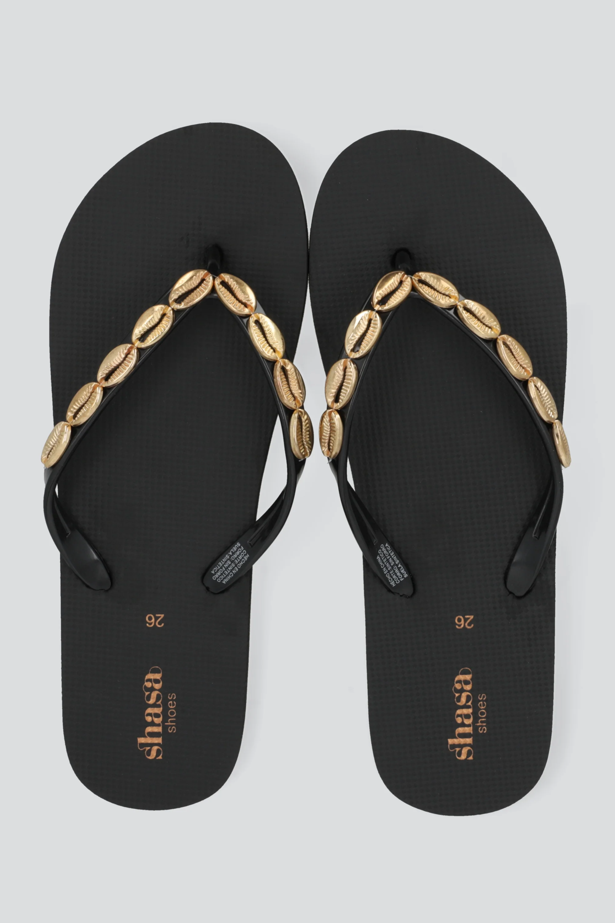 Flip flop chinela conchas metal