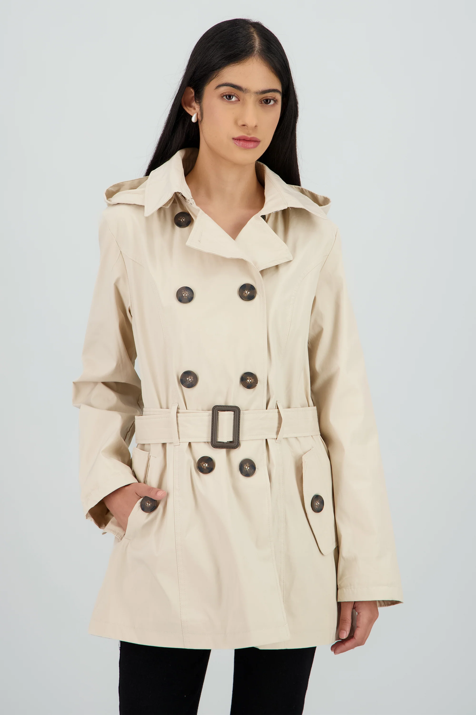 Gabardina cruzada con bolsas - Image 3