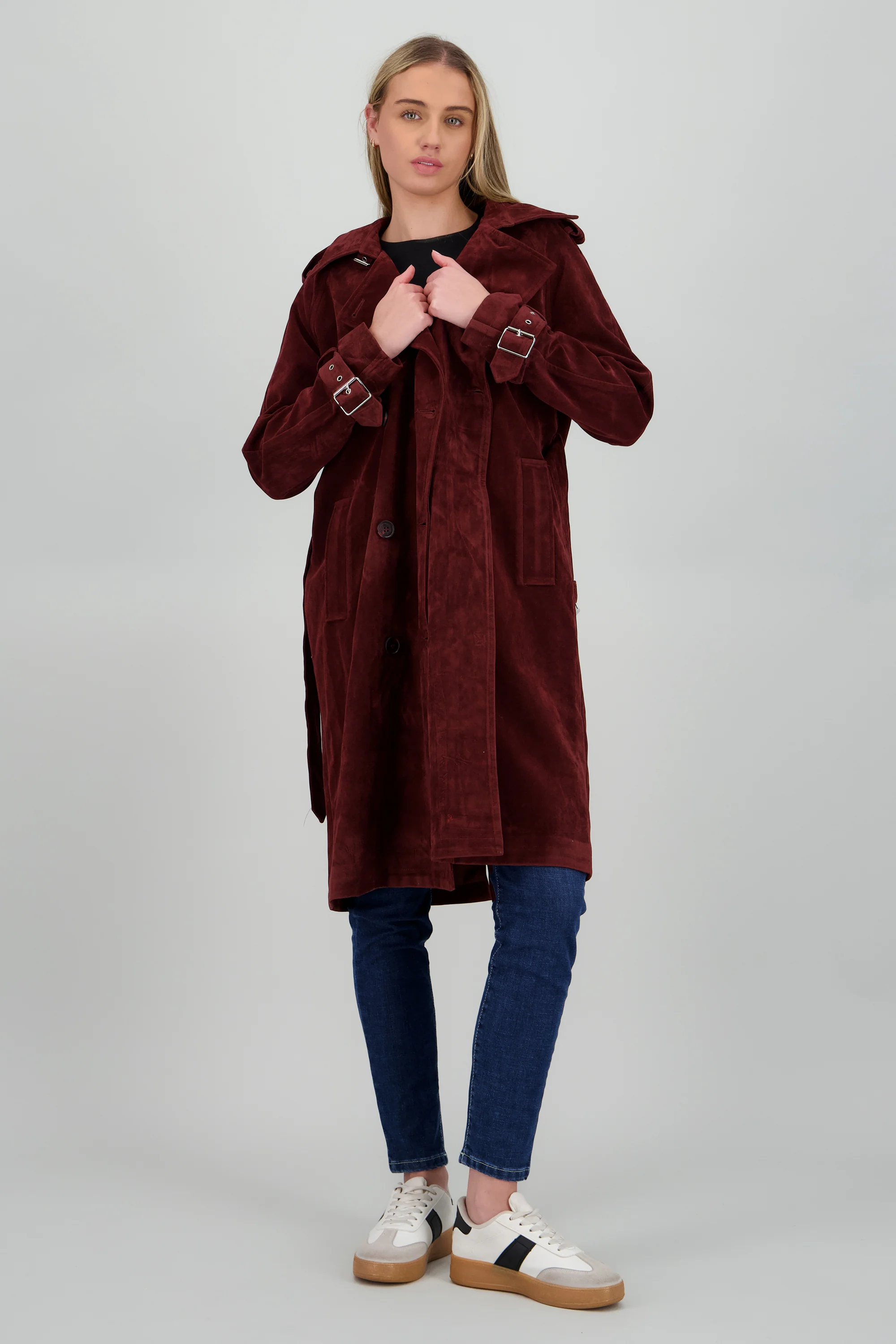 Gabardina larga suede