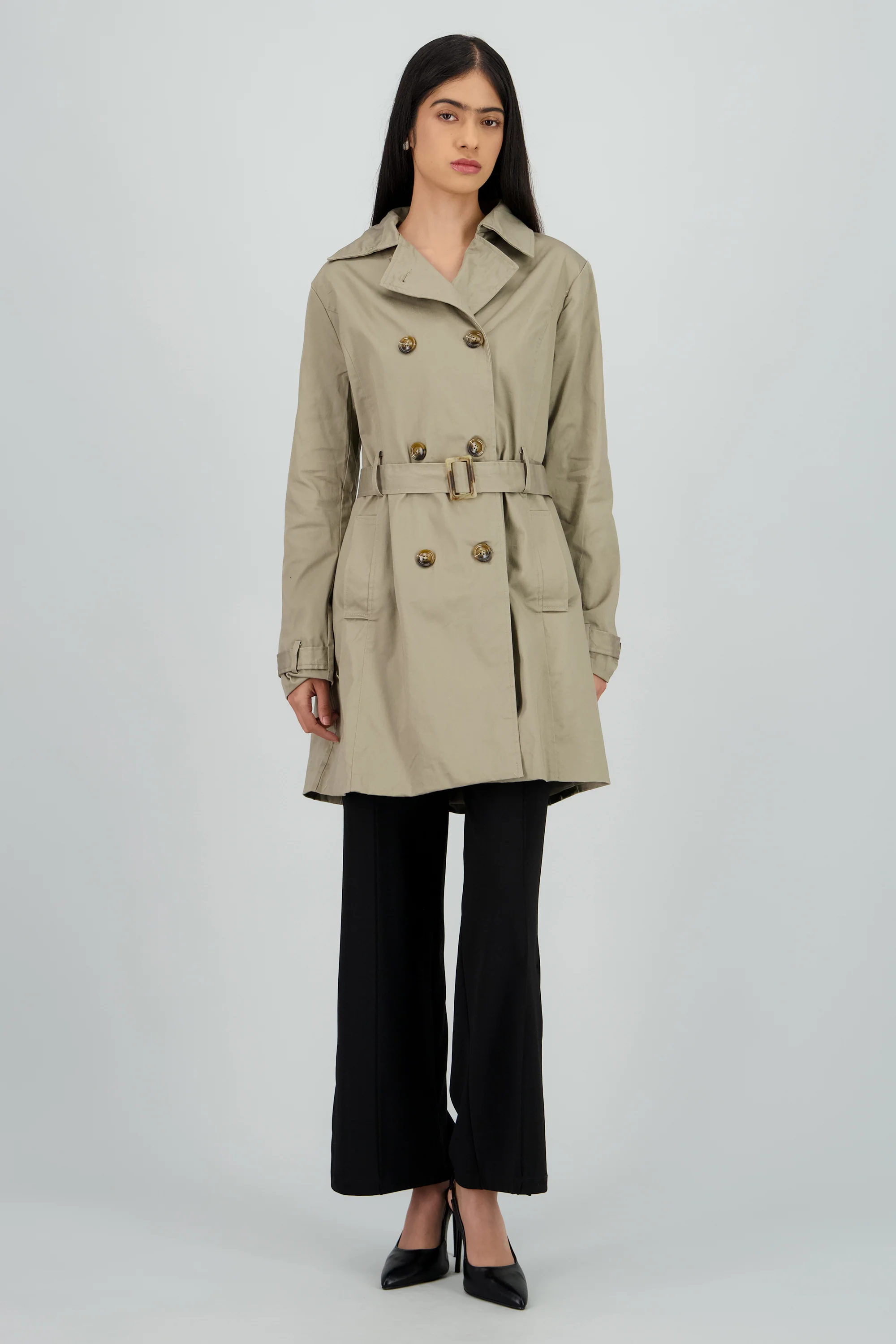 Gabardina lisa con botones - Image 2