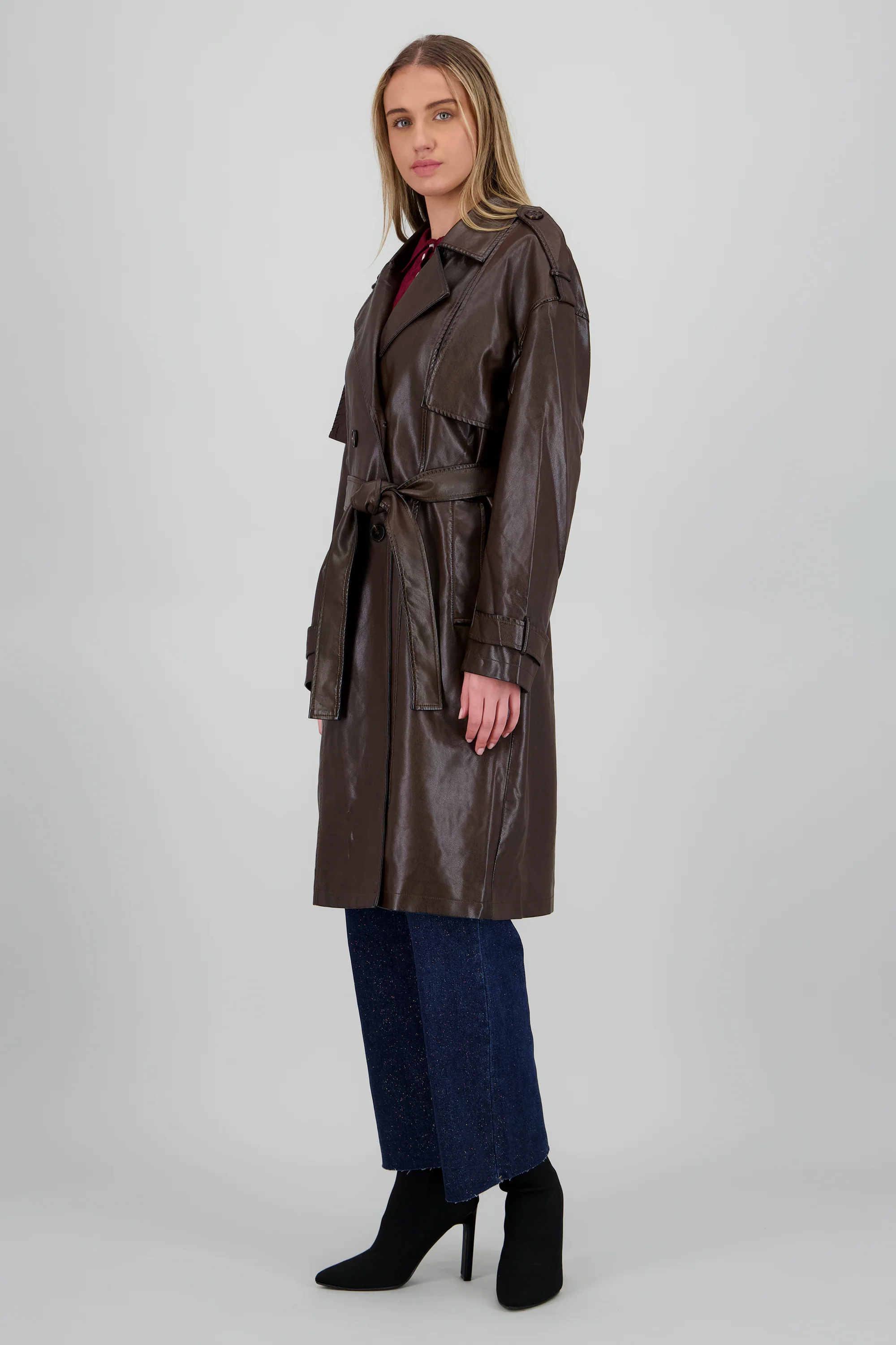 Gabardina lisa cruzada pu - Image 3