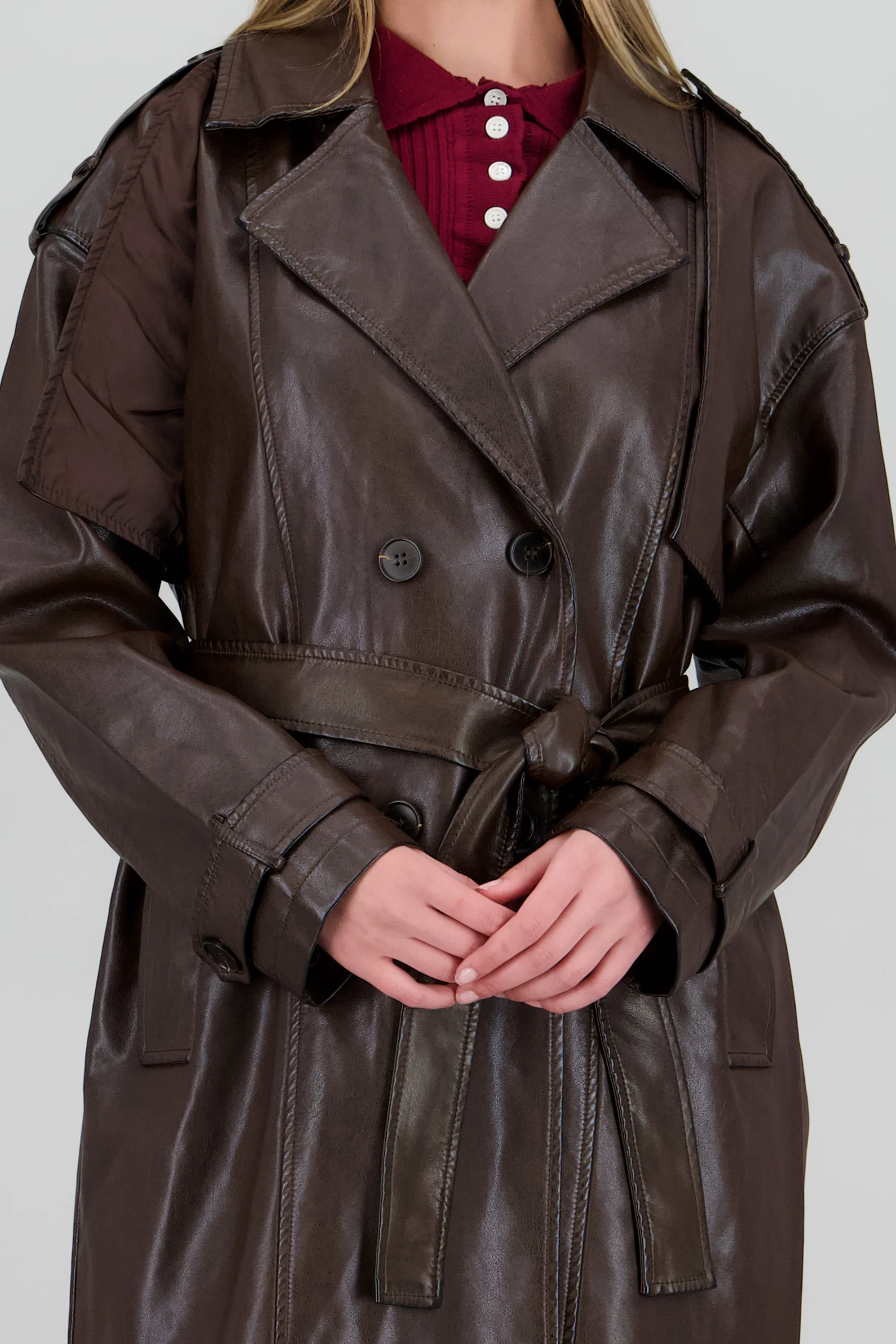 Gabardina lisa cruzada pu - Image 5