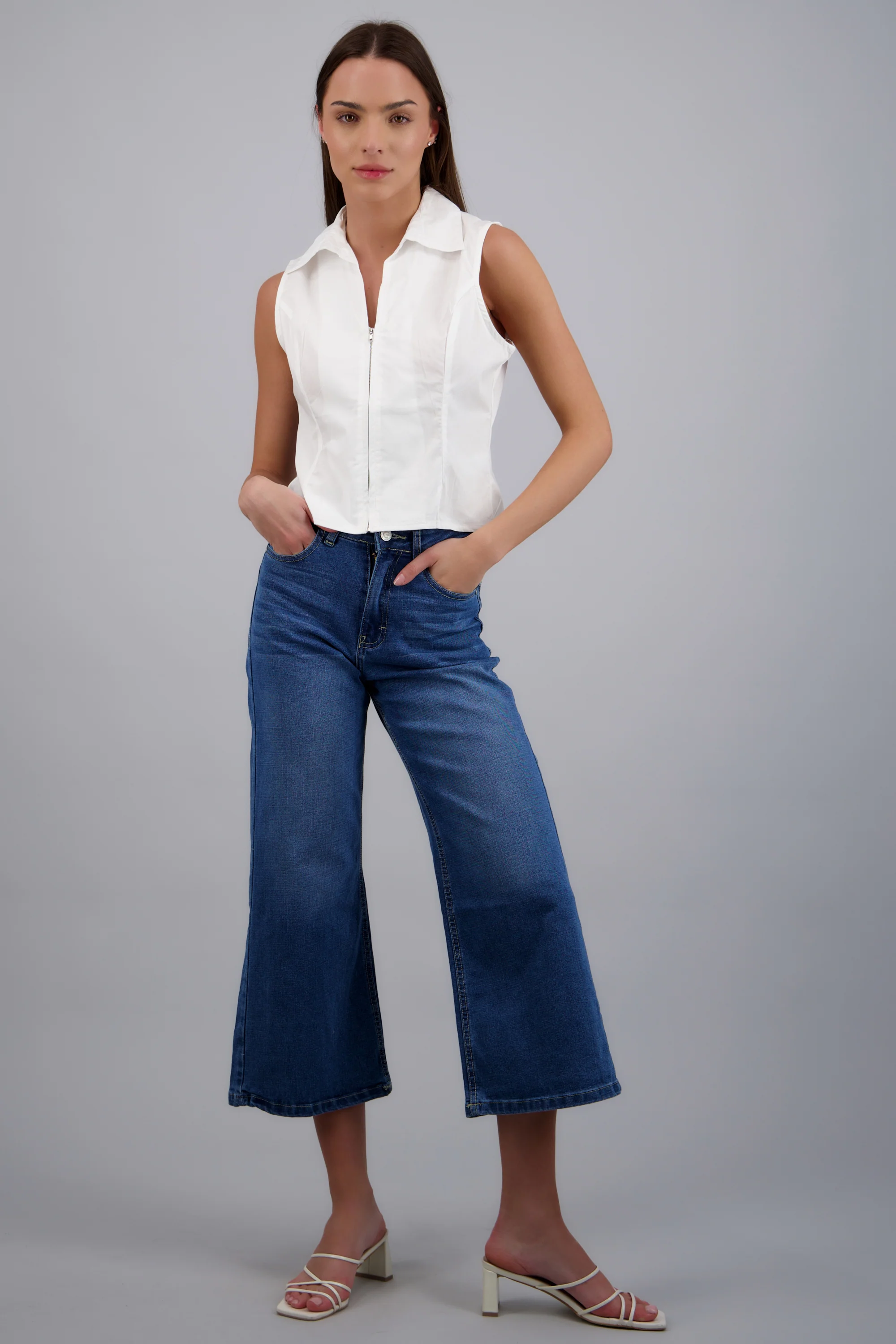 Jeans cropped deslavado