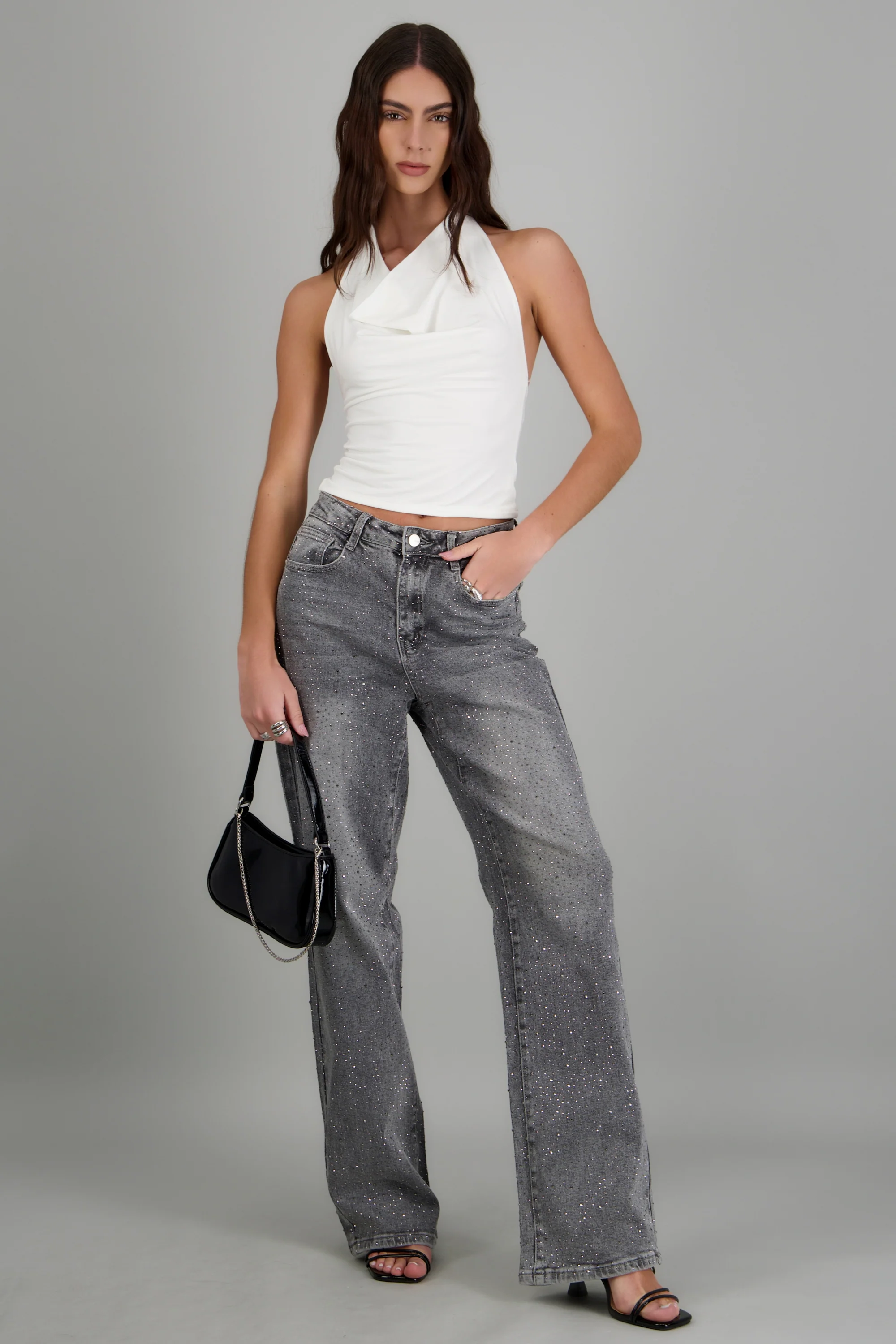 Jeans straight brillo