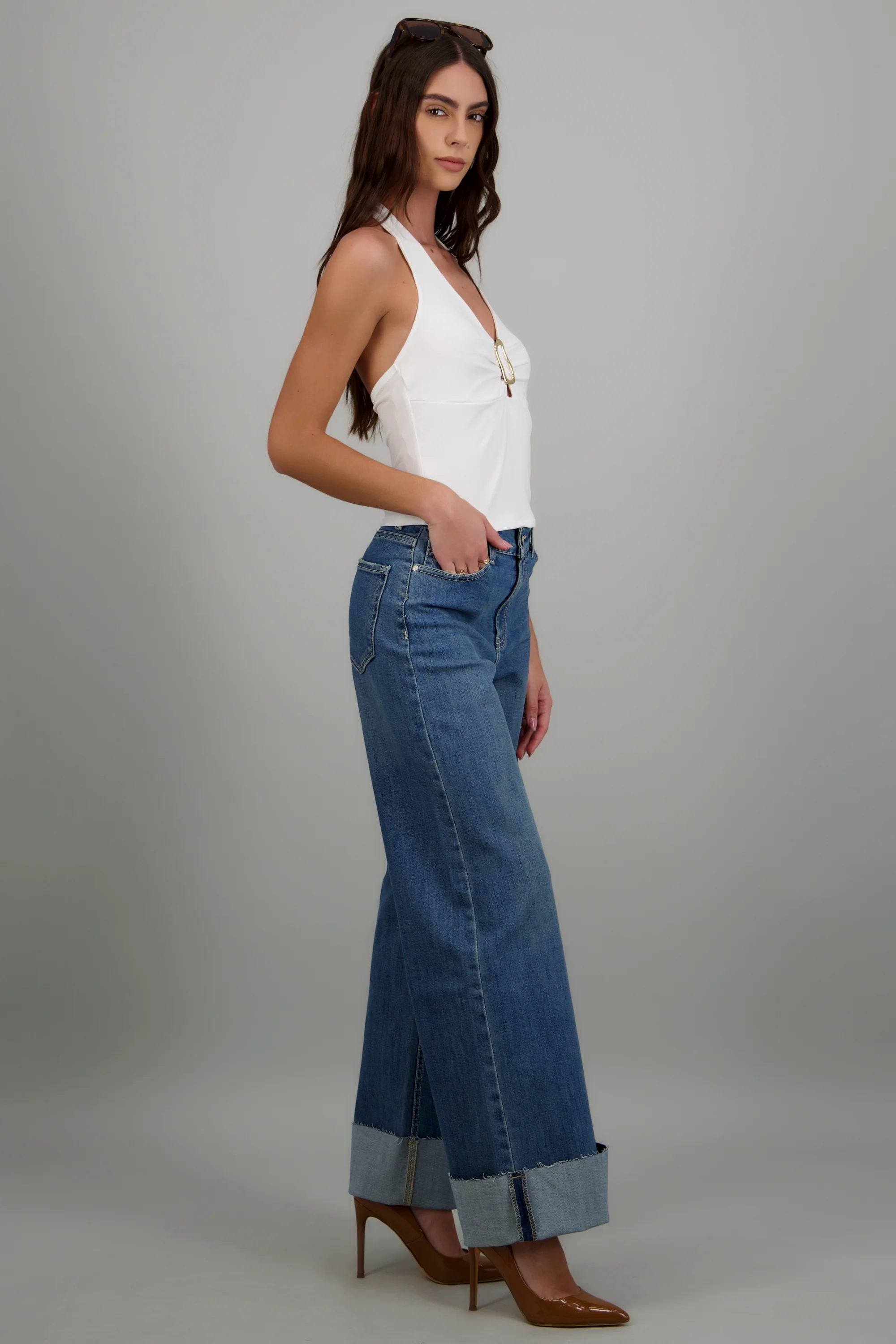 Jeans wide leg amplios dobladillo - Image 2